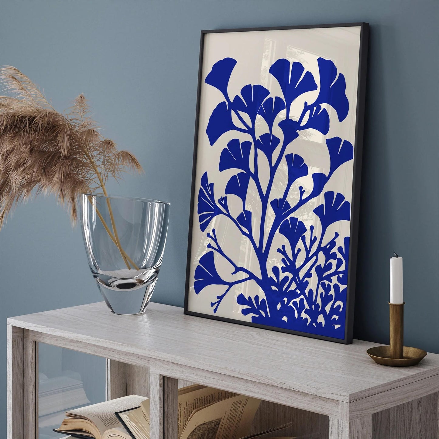 Gingko Bilboa Blue Nature Art Print