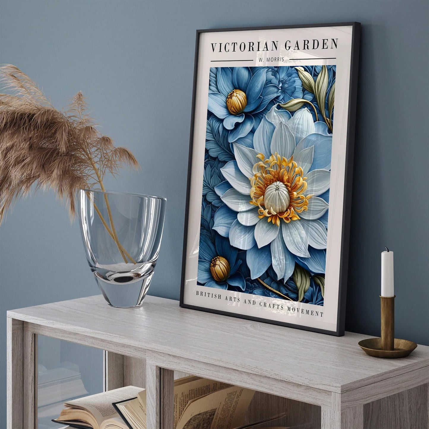 Blue Victorian Garden Morris Inspired Art Print