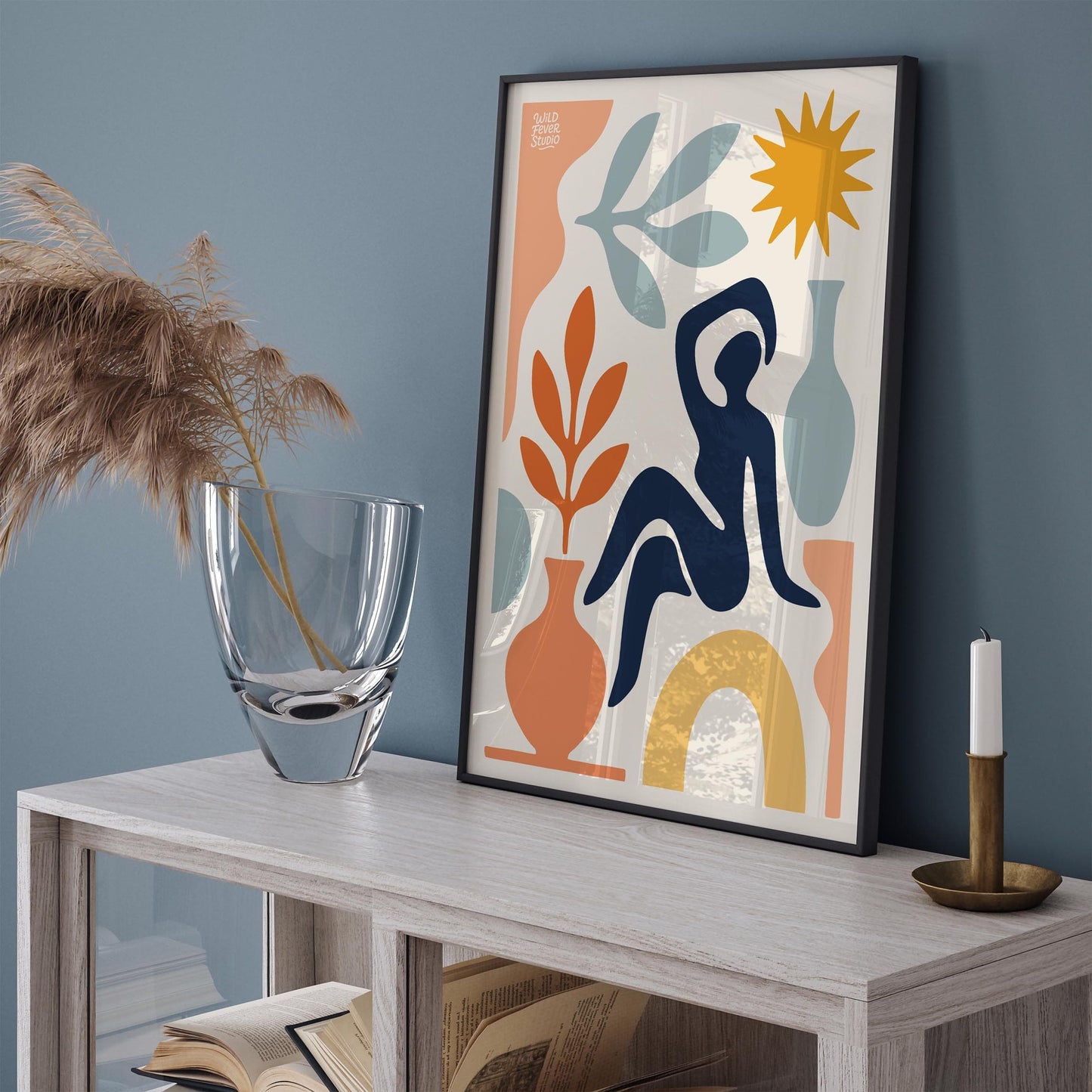 Abstract Blue Figure - Modern Cut-Out Style Wall Art Print