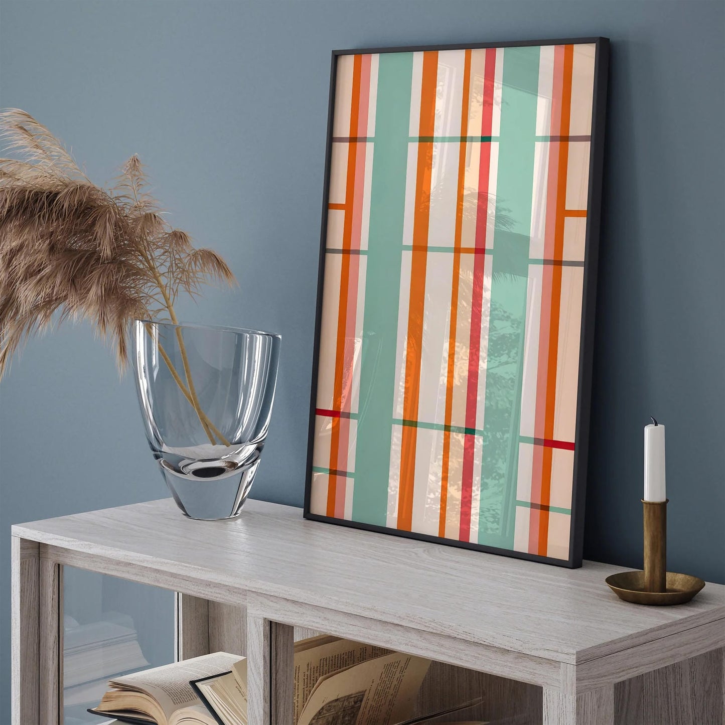Farmhouse Checkered Abstract Art Print - Vibrant Wall Decor