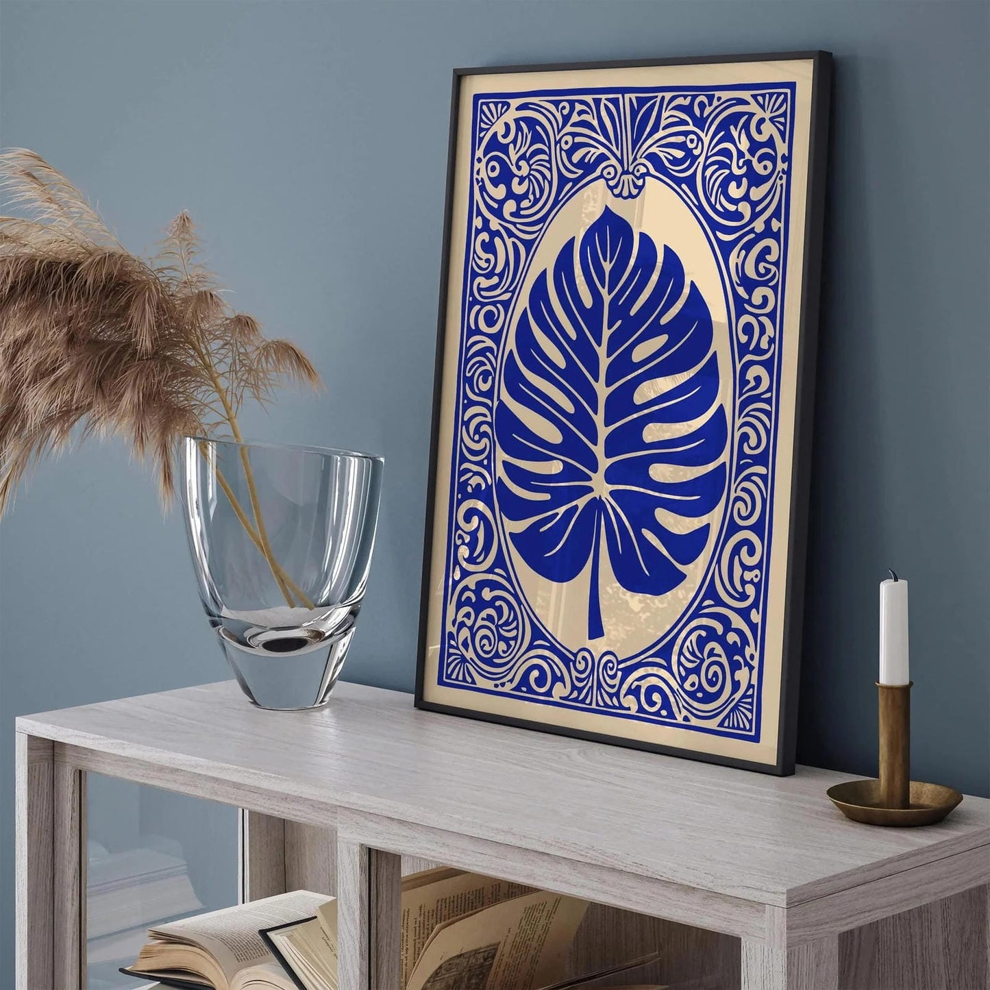 Blue Monstera Leaf - Rococo Revival Print