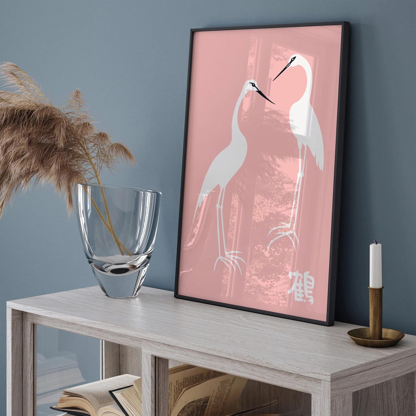 Japanese Crane Birds Minimalist Poster