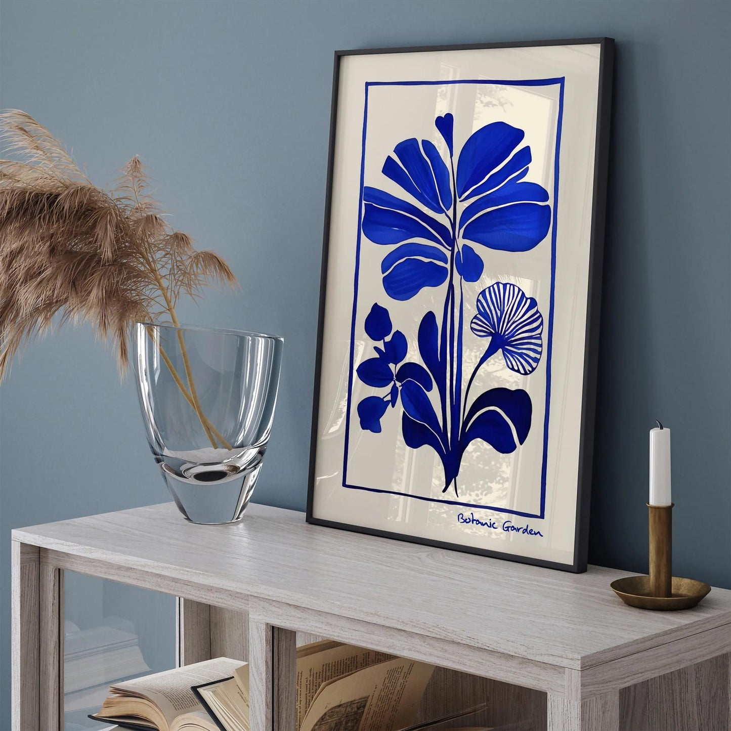 Botanic Garden Blue Floral Poster