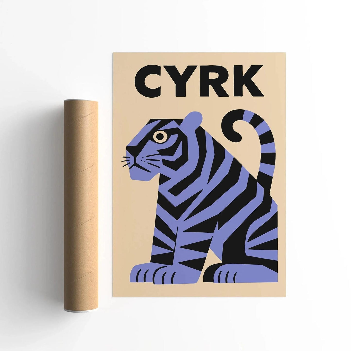 Cyrk Retro Poster – Funny Purple Tiger Art Print