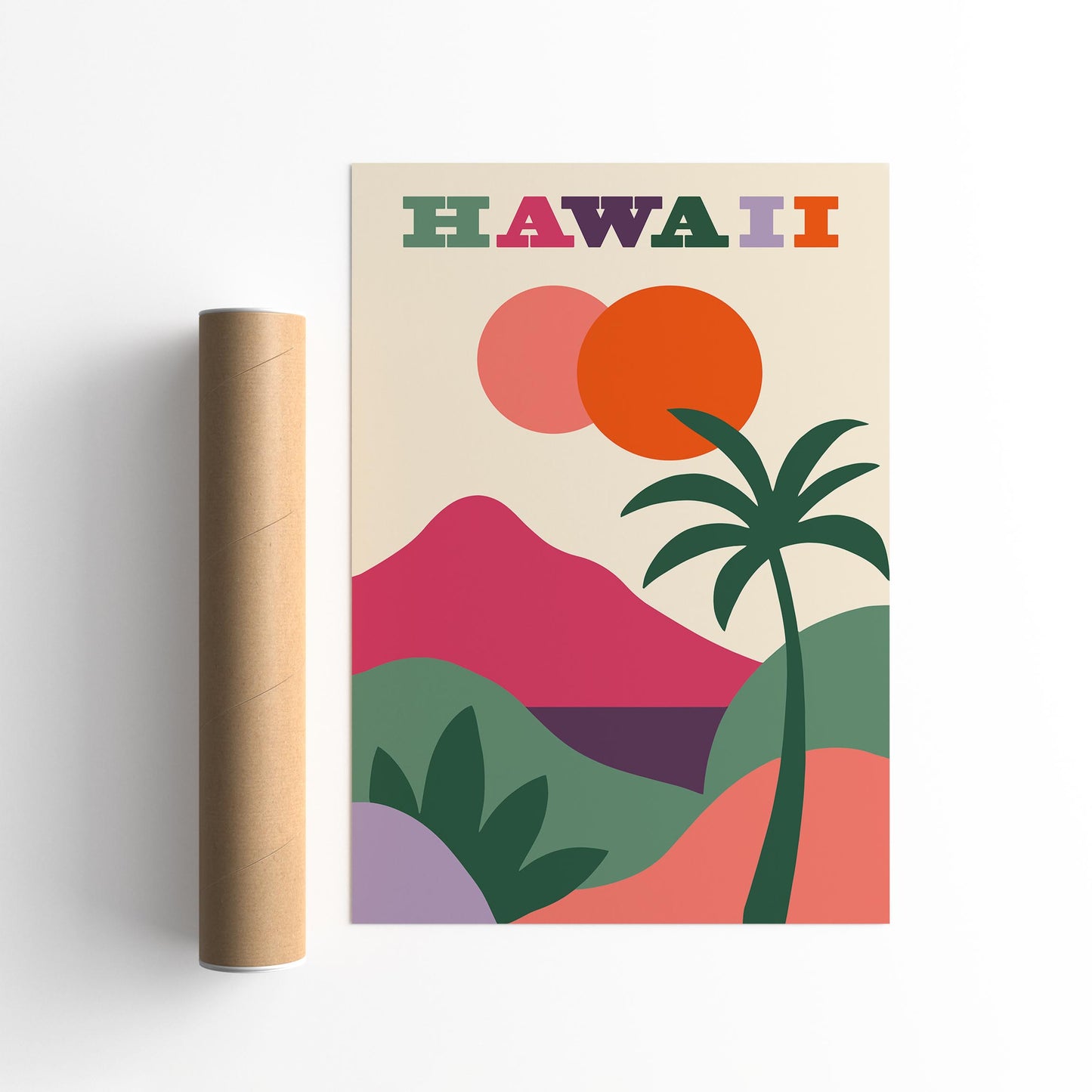 Hawaii Travel Poster - Colorful Abstract Landscape Print
