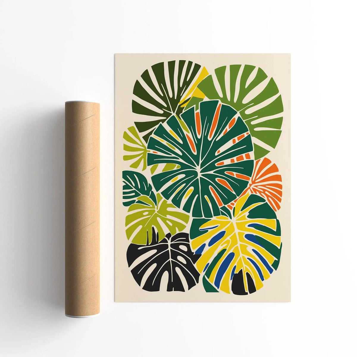 Colorful Jungle Monstera Plant Poster, Tropical Wall Art
