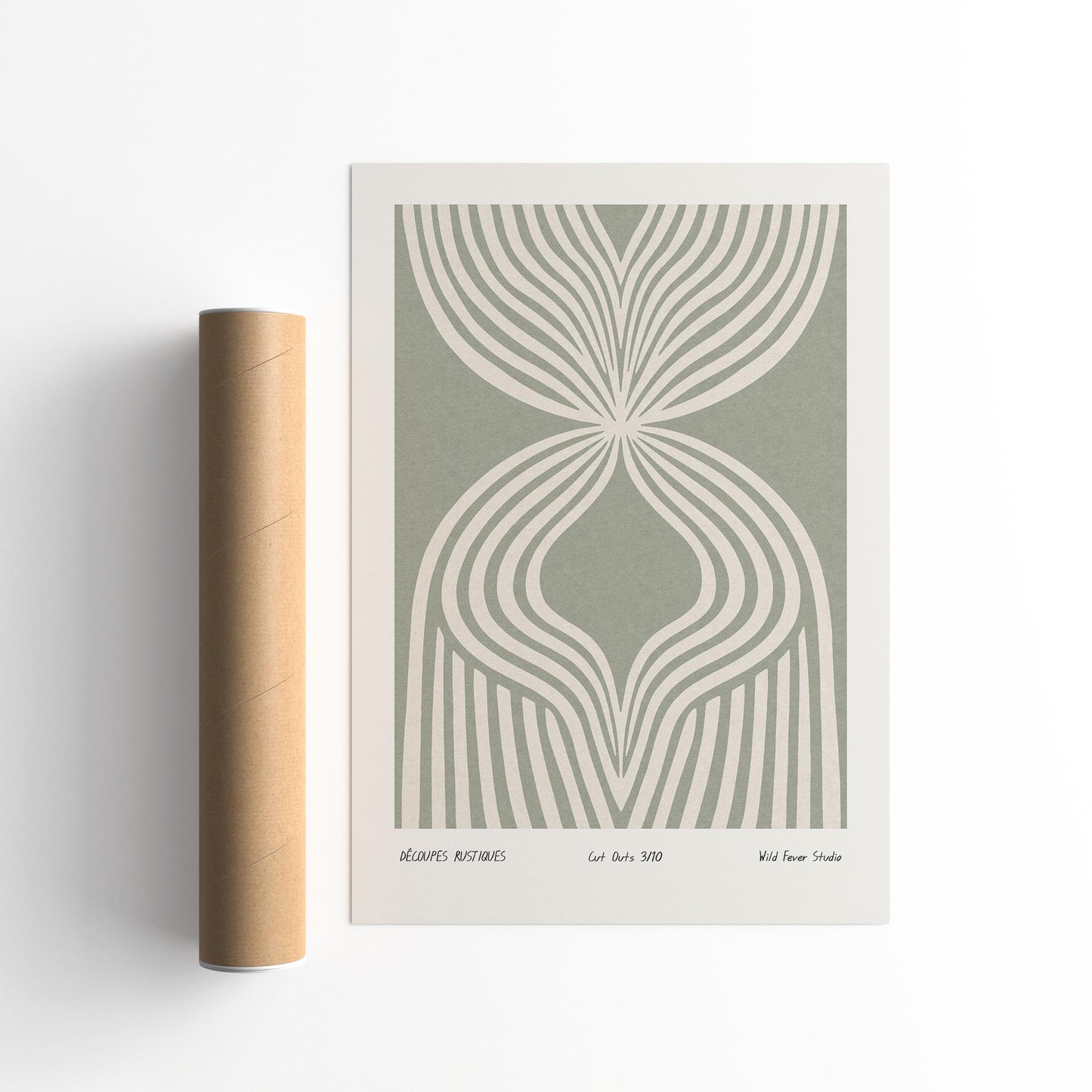 Sage Green Abstract Poster - Modern Cut Outs Print