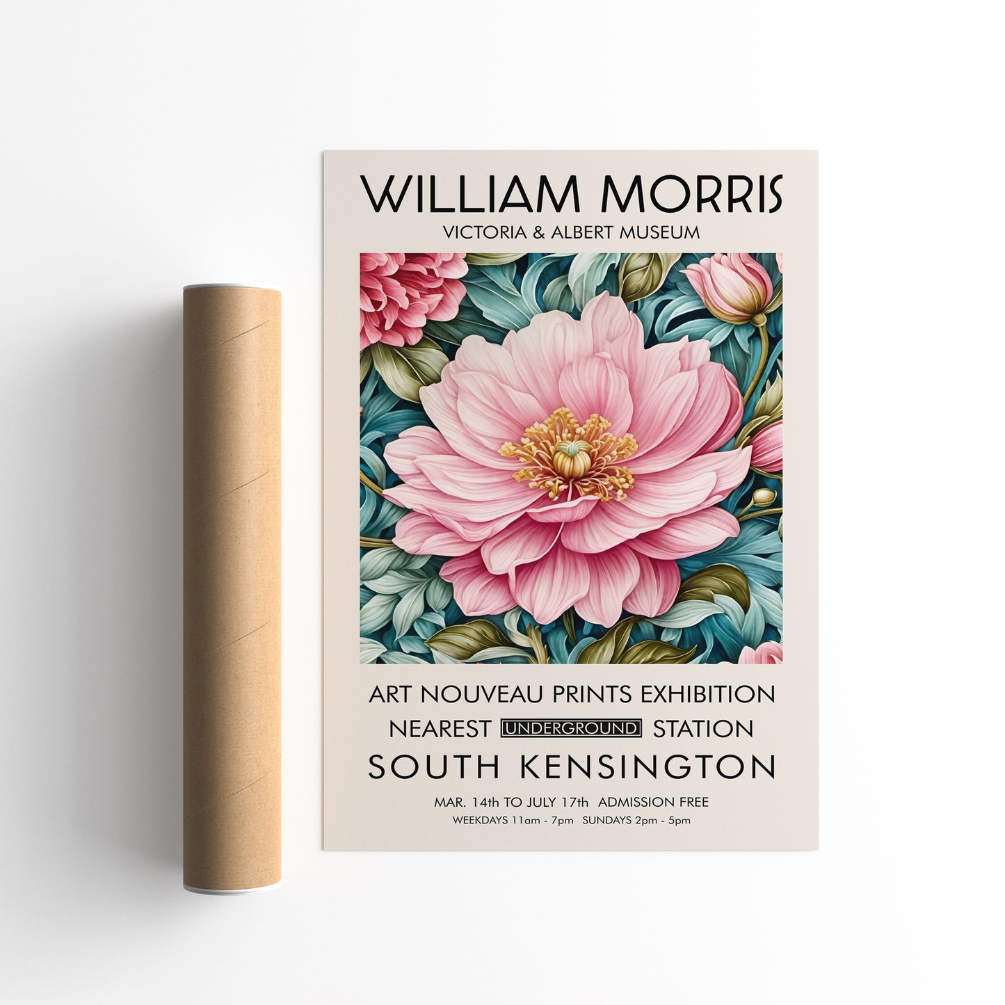 Pink Big Flower W. Morris Poster