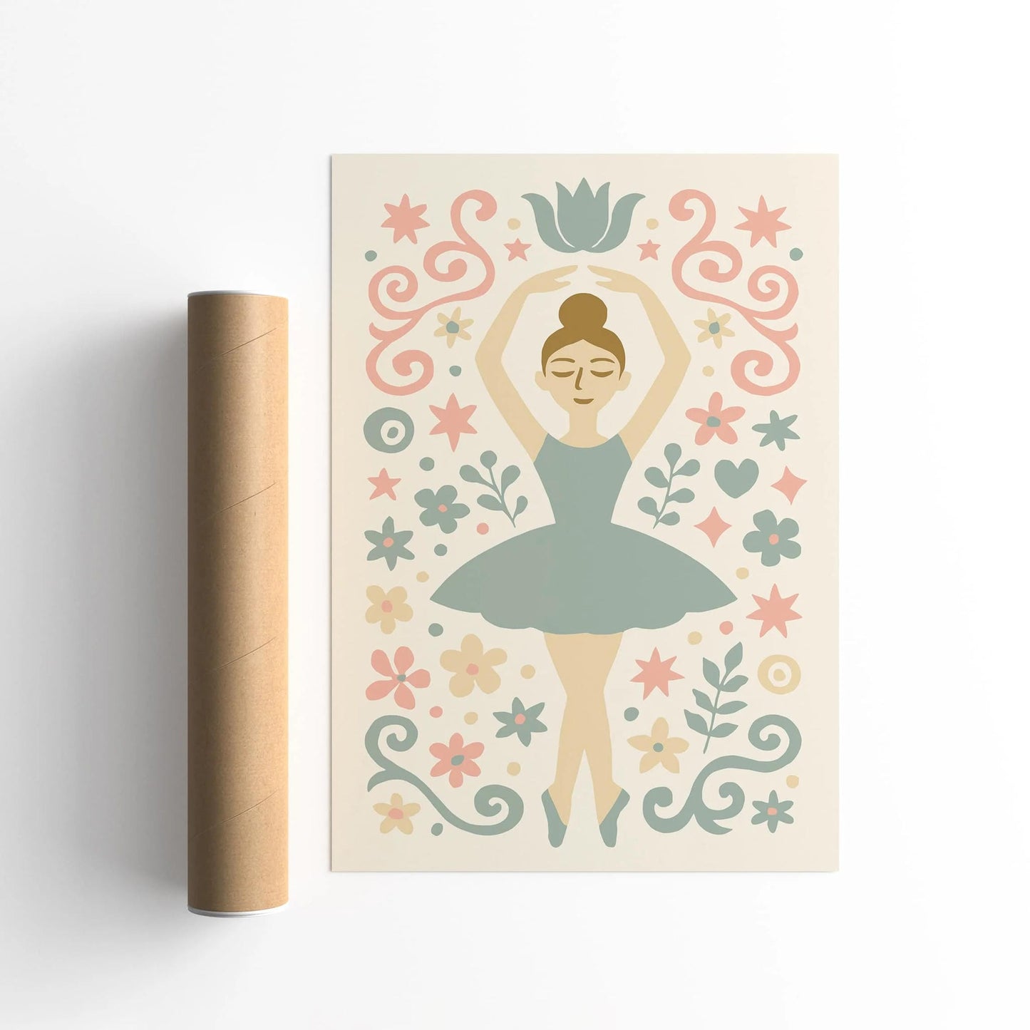 Soft Pastel Tones Cute Little Ballerina Poster