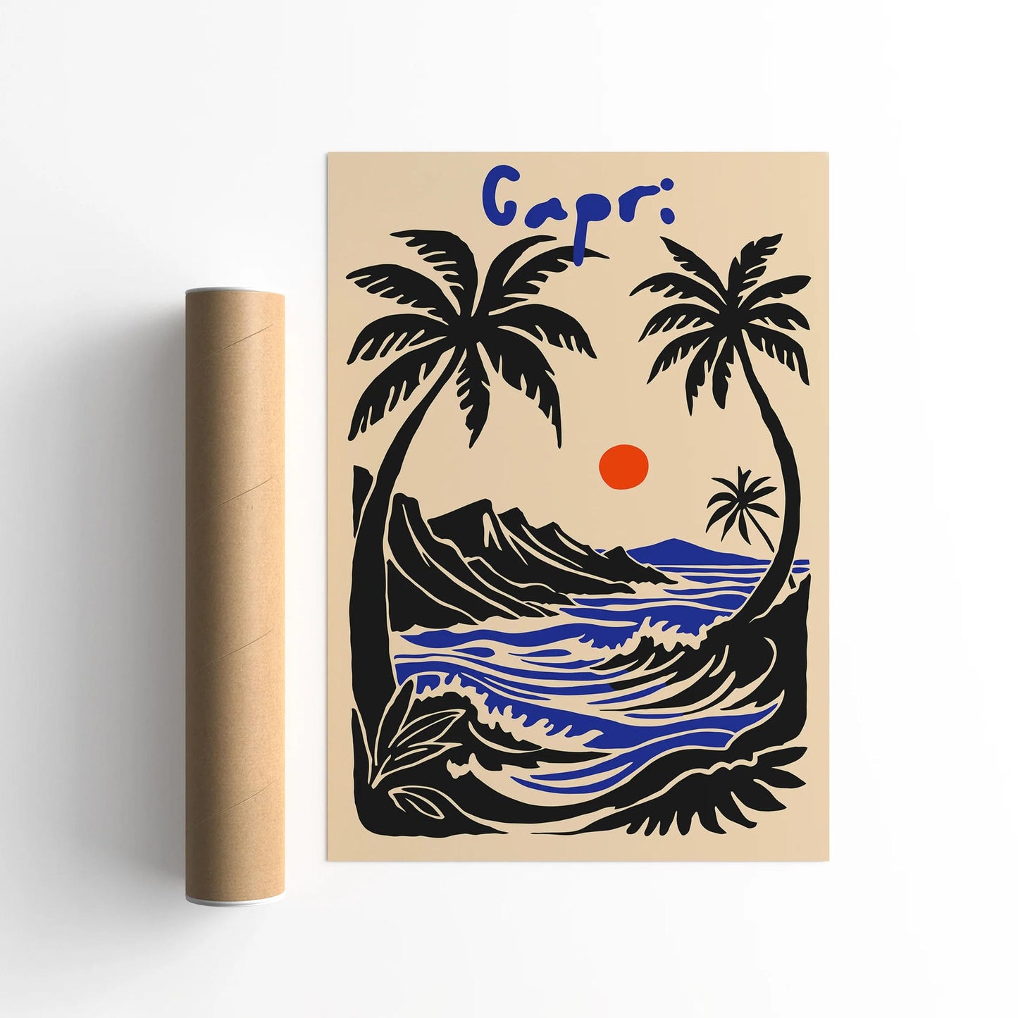 Capri Tropical Landscape Wall Art Print