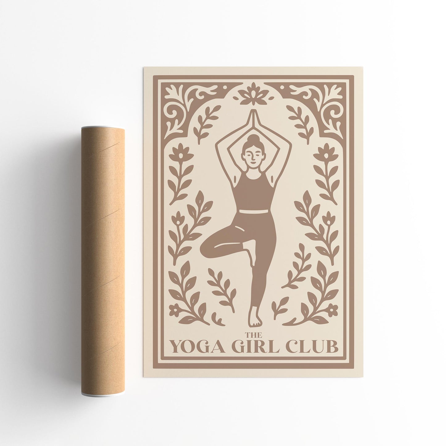 The Yoga Girl Club Poster - Japandi Beige Aesthetic Wall Art Print