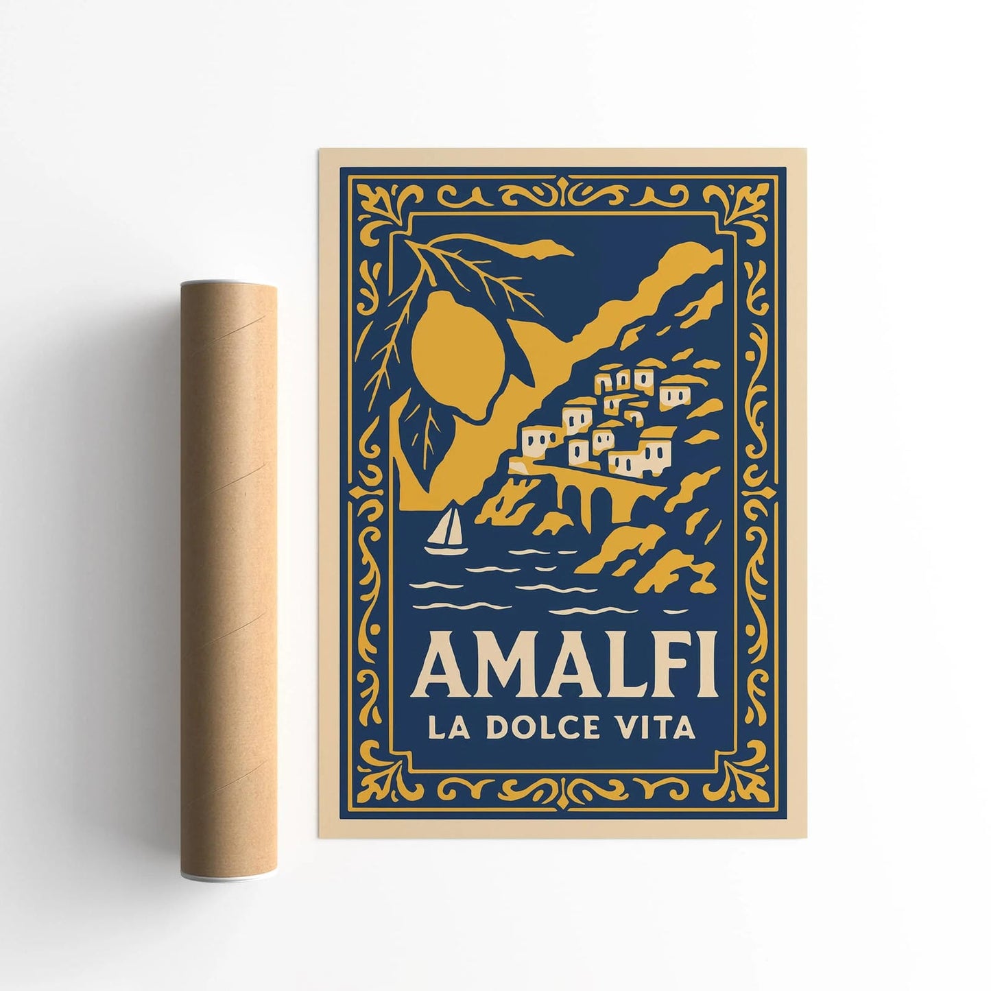 Amalfi La Dolce Vita Travel Poster - Bohemian Art Print