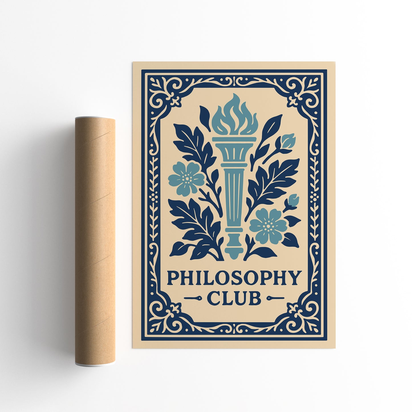 Philosophy Club Wall Art Print - Blue Rococo Style Poster