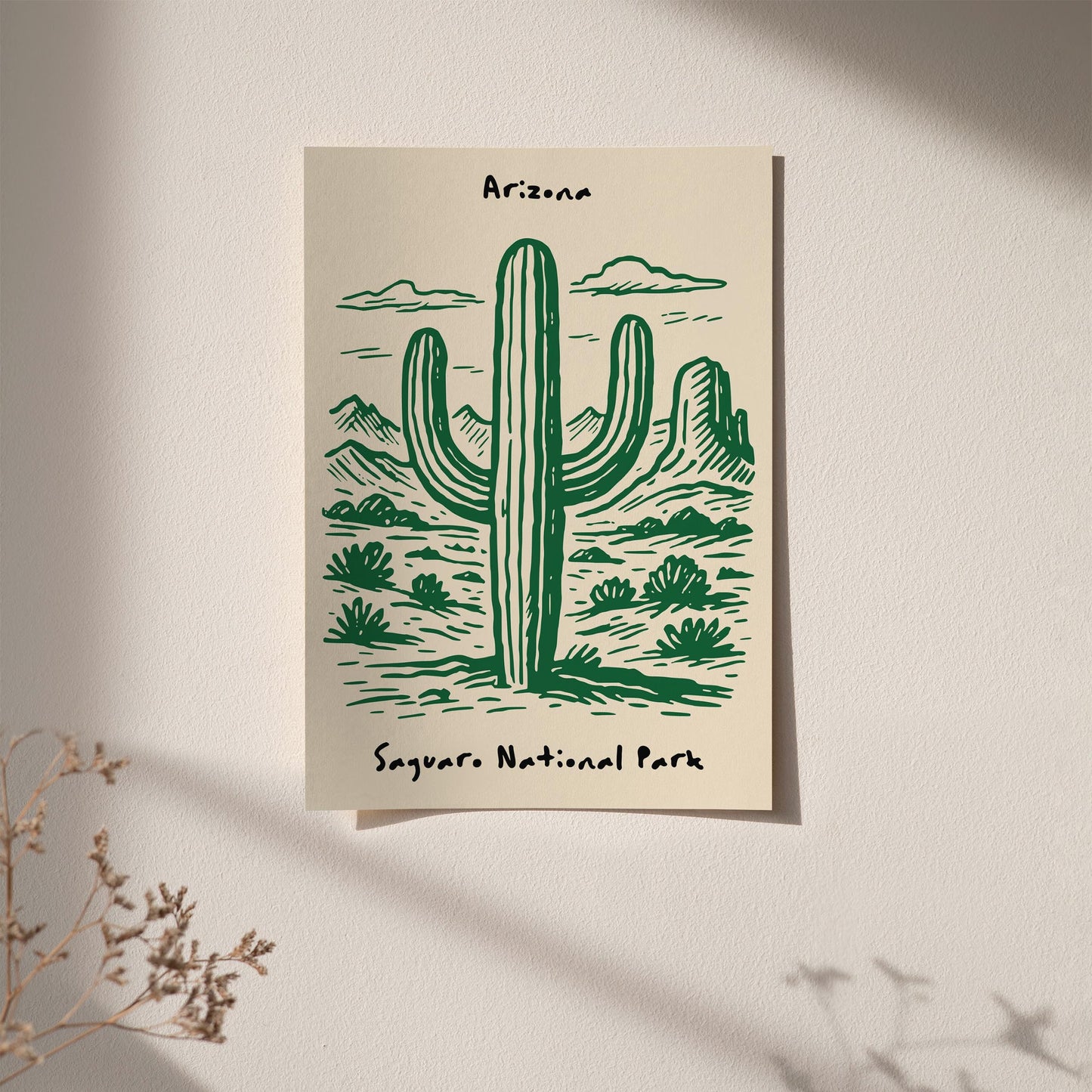 Saguaro National Park Poster - Arizona Travel Wall Art Print