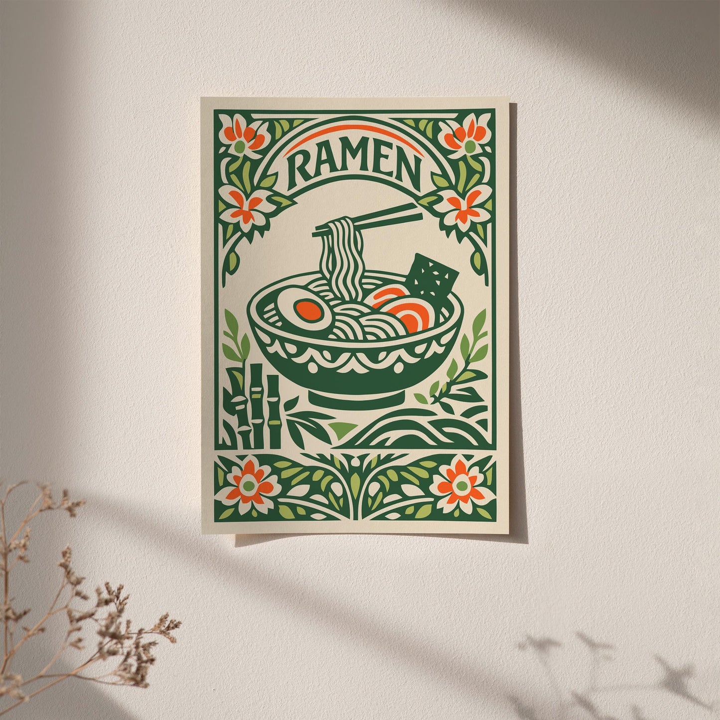 Bowl of Ramen Soup Poster - Japanese Kitchen Wall Art