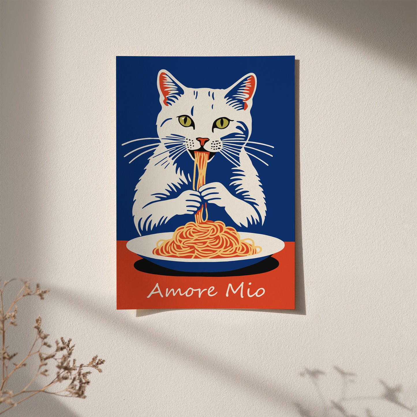 Amore Mio Spaghetti Eater Cat Poster