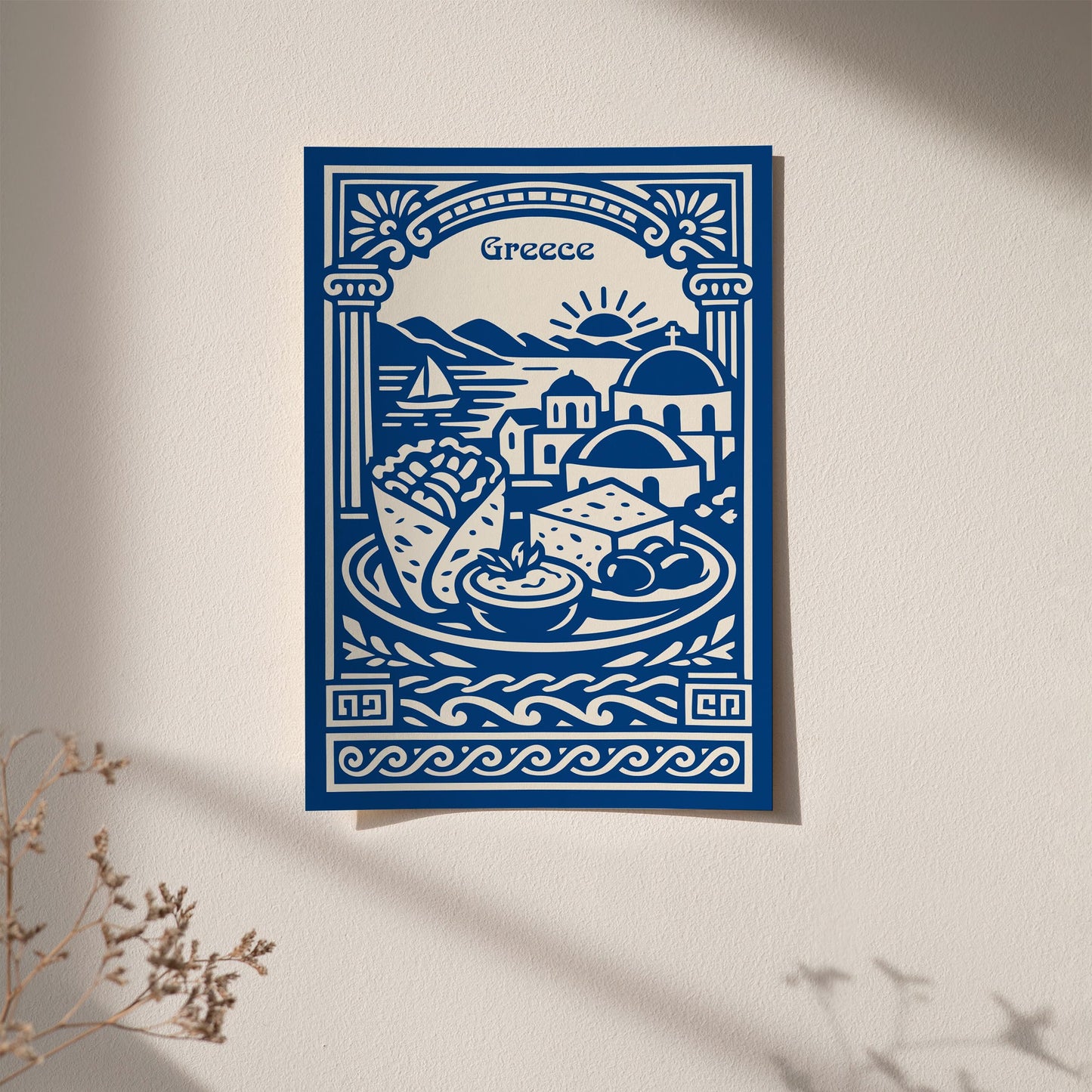 Greece Food and Landscape Poster