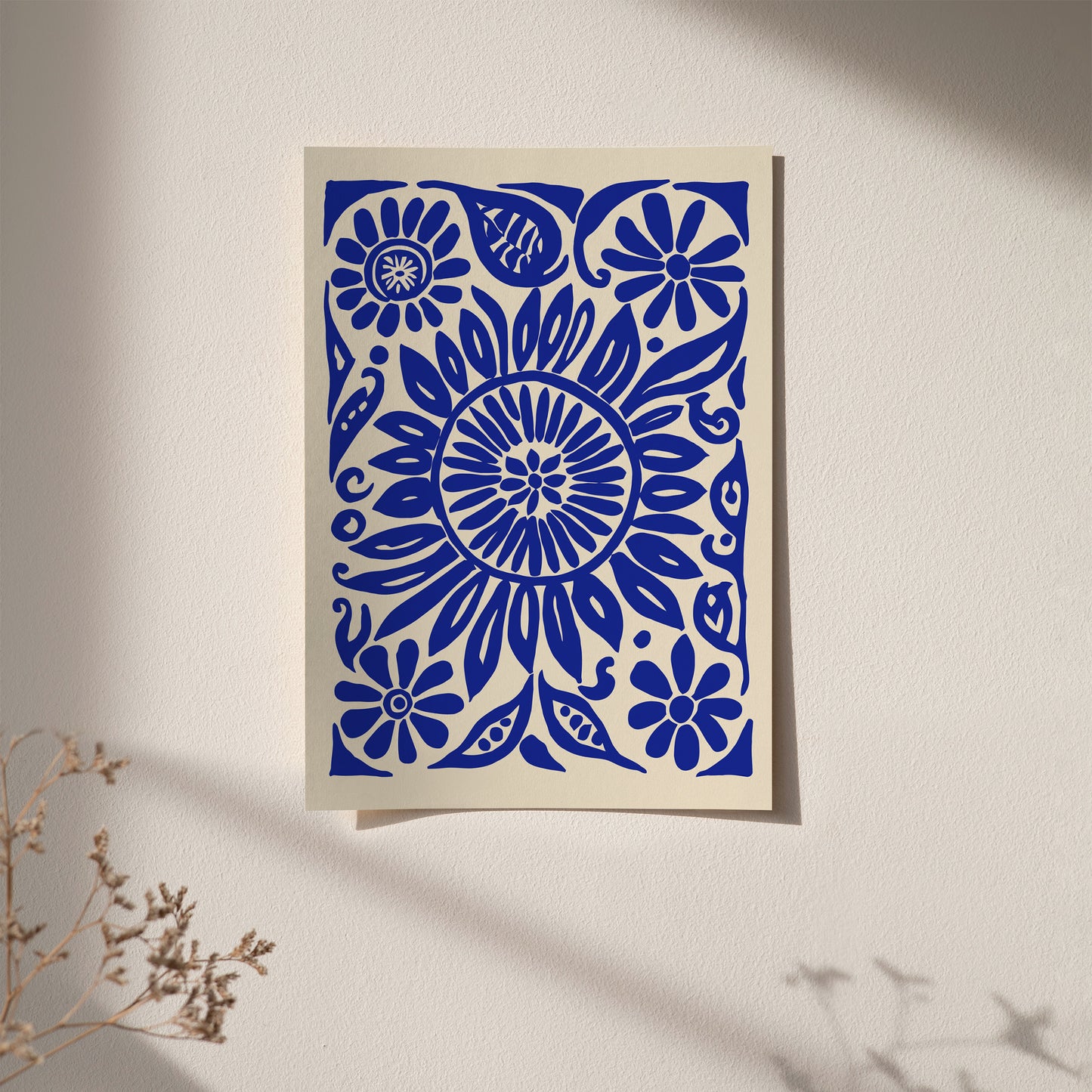 Blue Floral Botanical Art Print