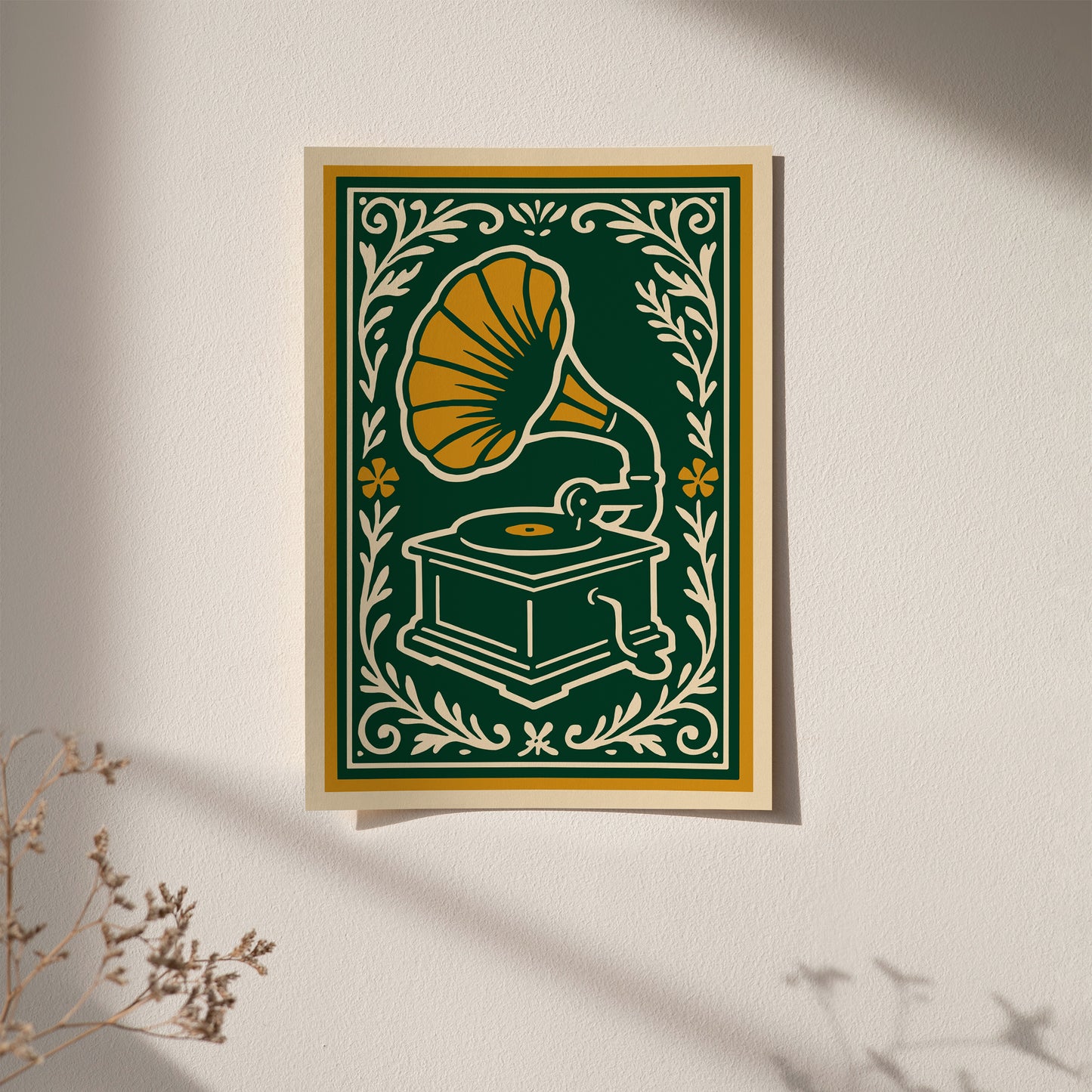 Vintage Gramophone Wall Art Print