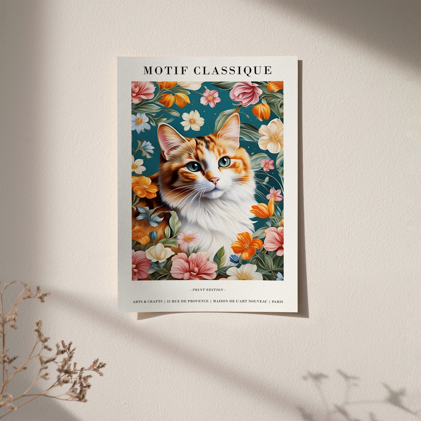 Parisian Eclectic Cat Portrait Wall Art