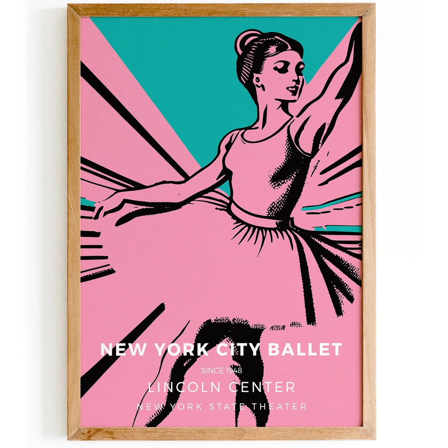 Pink Retro Ballet Poster in Pop Art Style