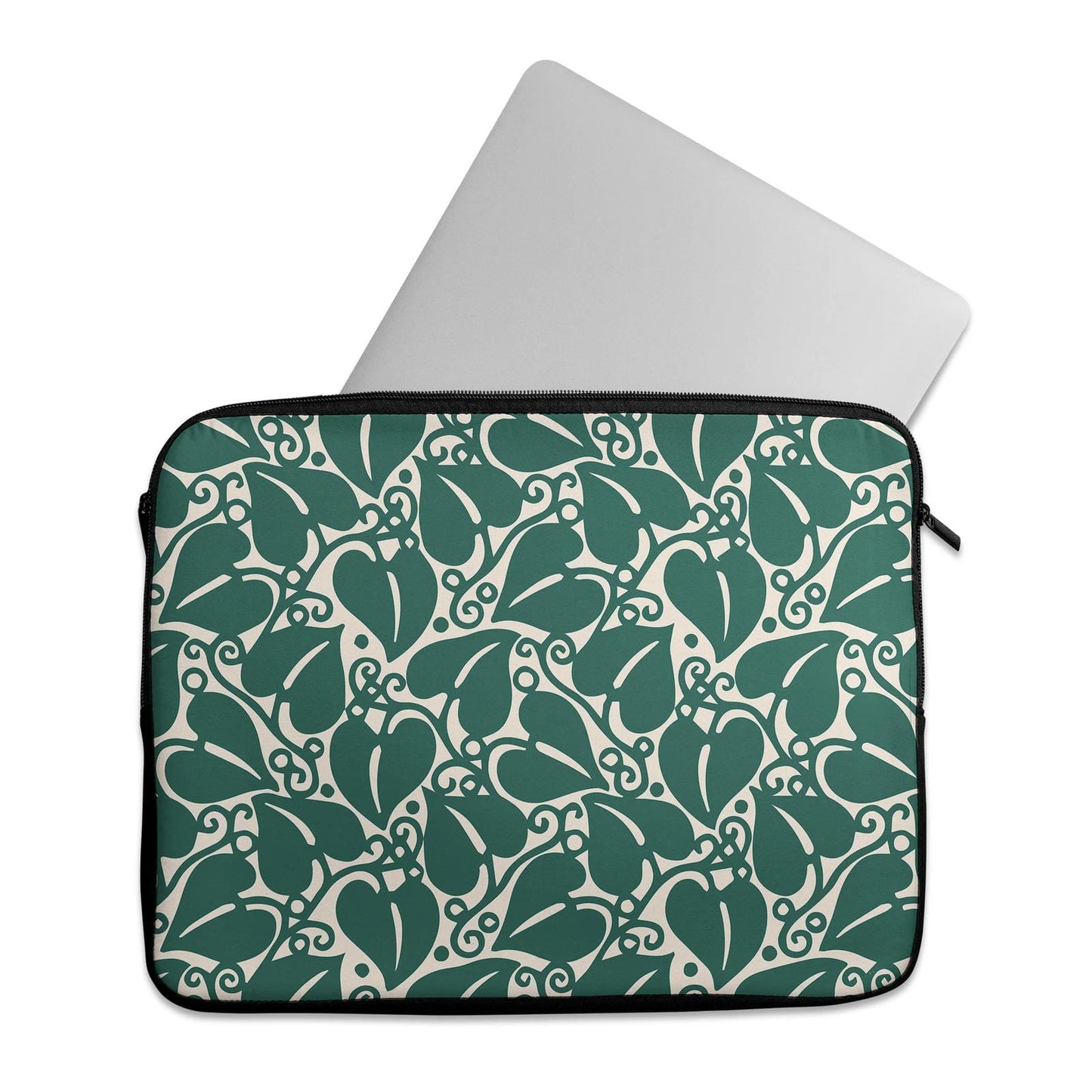 Laptop Sleeve with Green Art Nouveau Pattern
