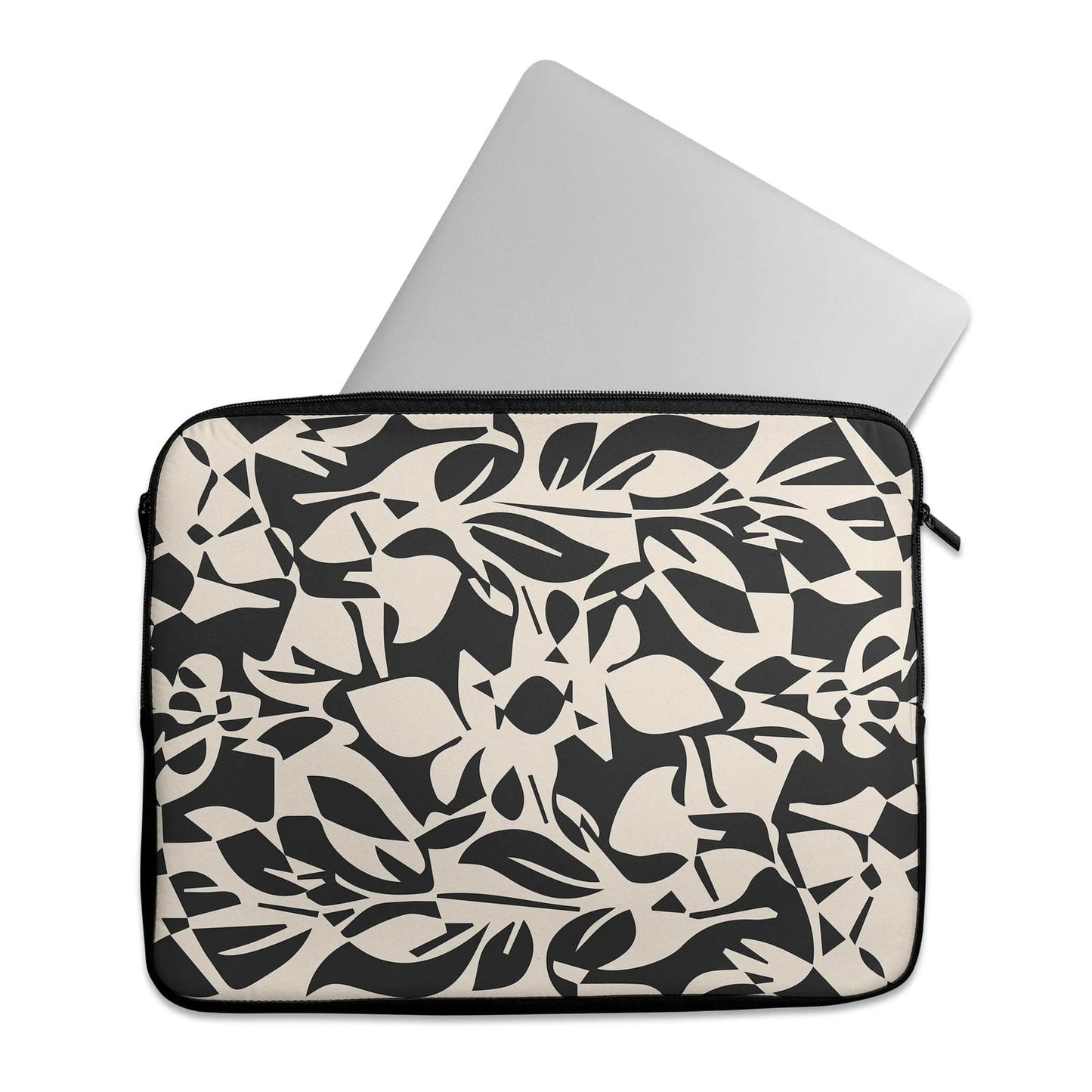 Black and white botanical laptop case