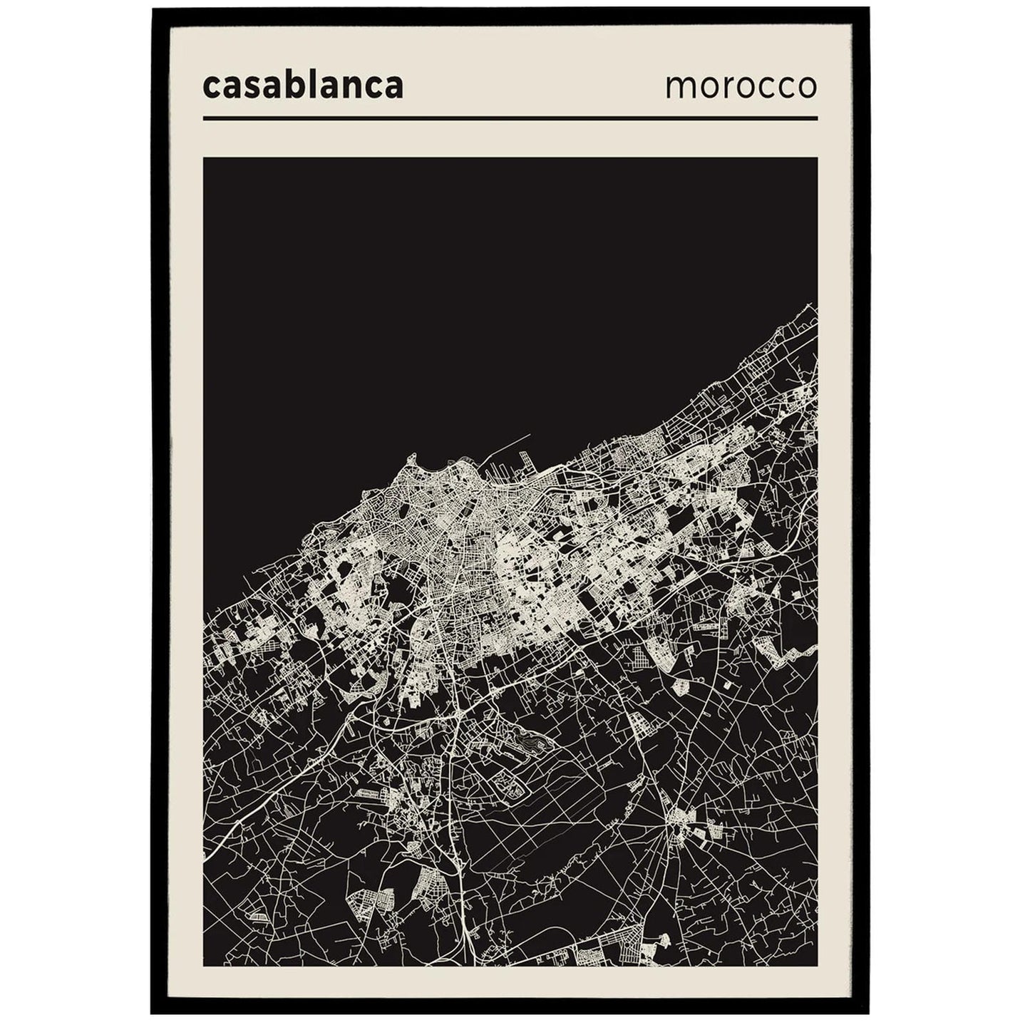 Casablanca, Morocco - Map Poster