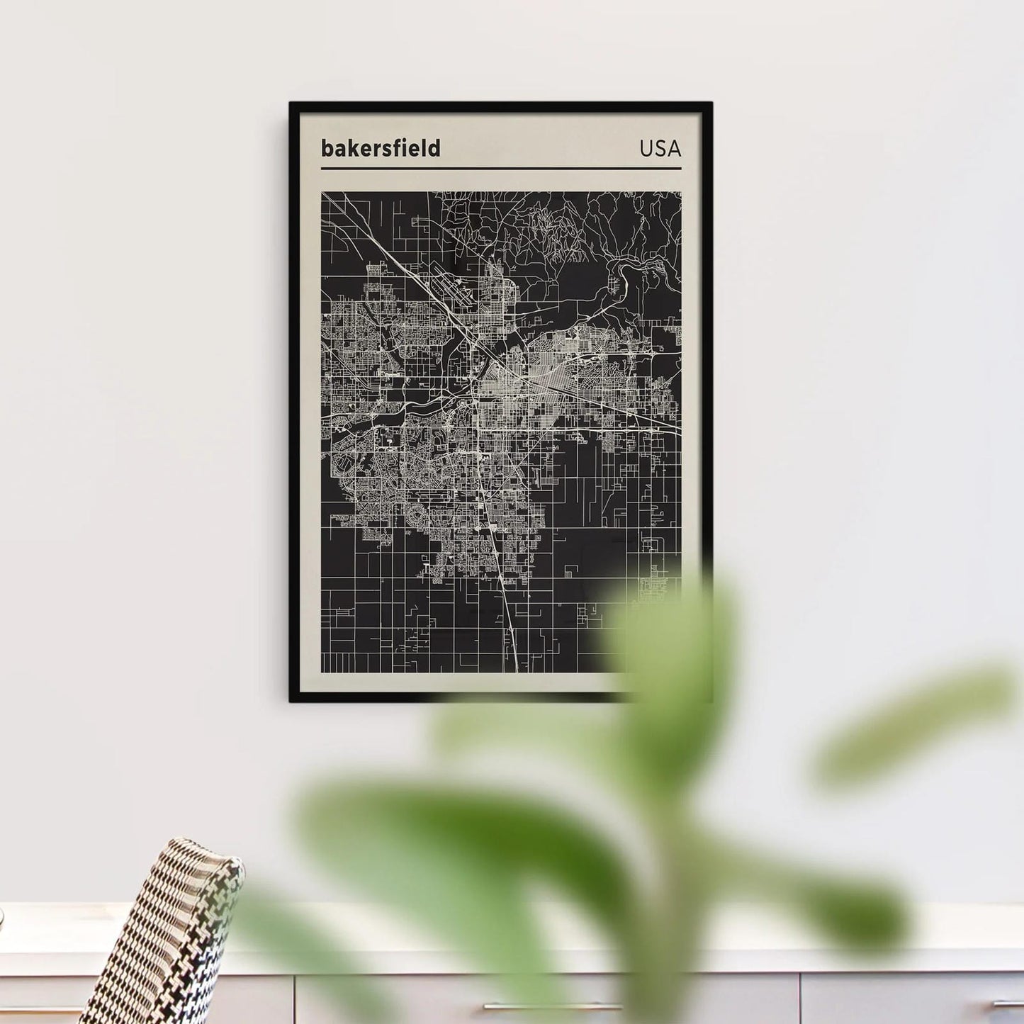 Bakersfield, California City Map Poster