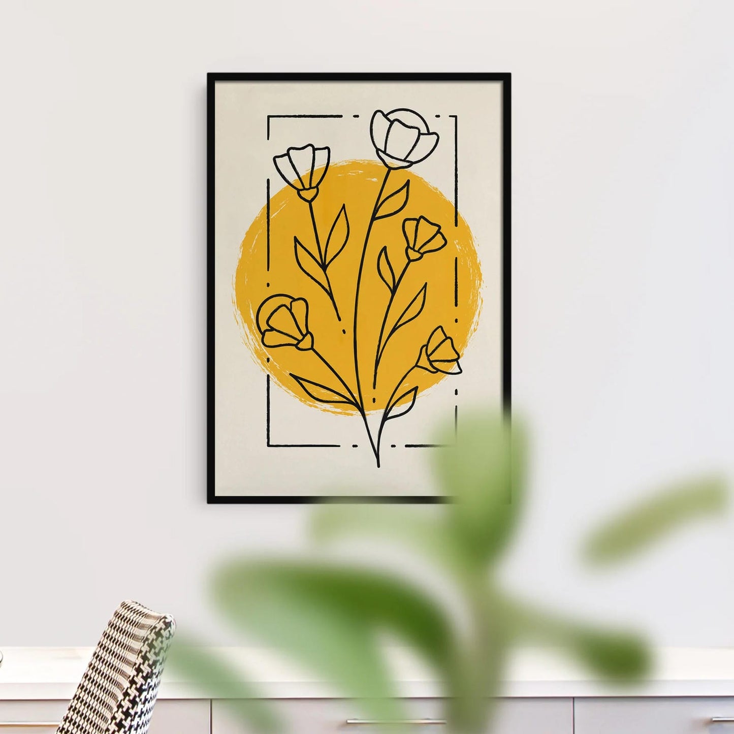 Yellow Art-Deco Abstract Art Print