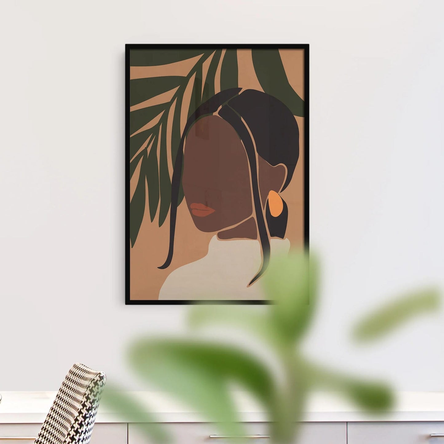 Black woman - plant lady - bohemian art poster