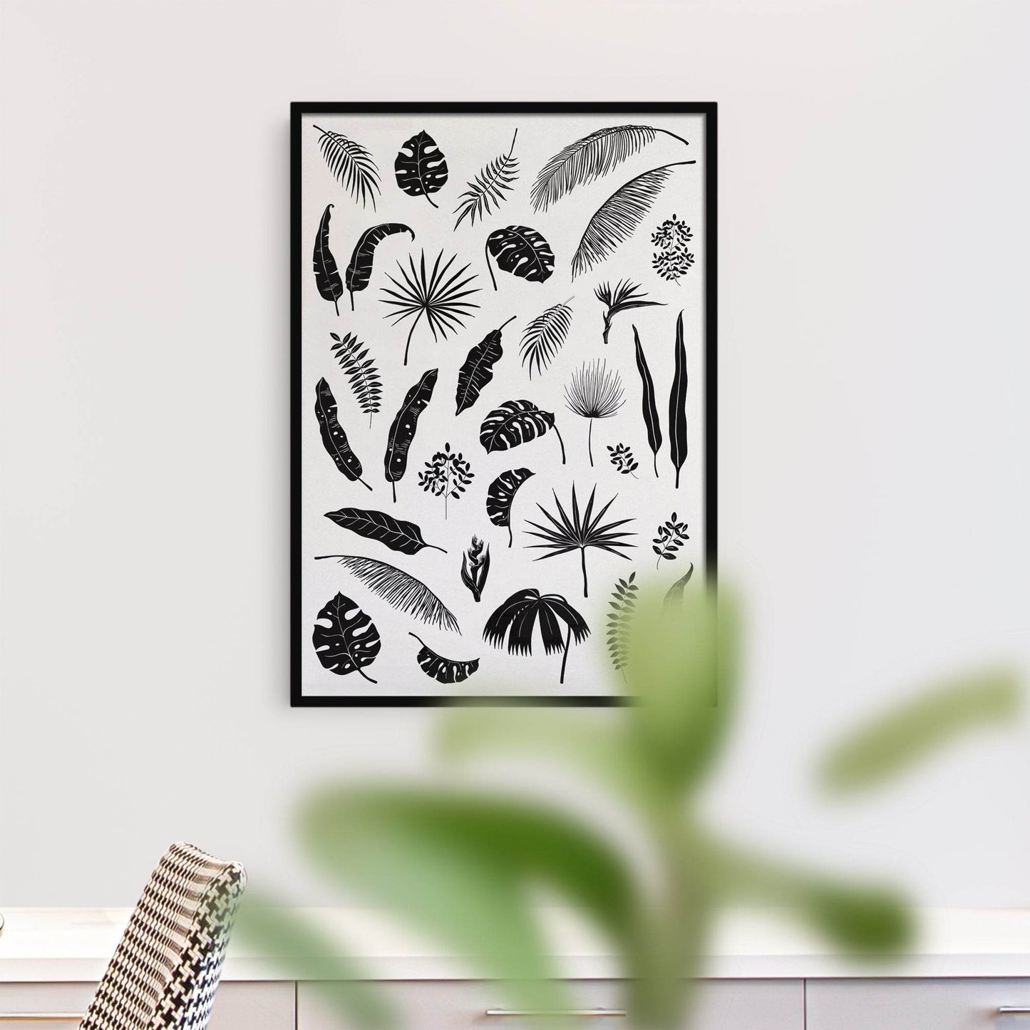 Amazon Jungle Plants Monochrome Scandinavian Poster - HypeSheriff Europe