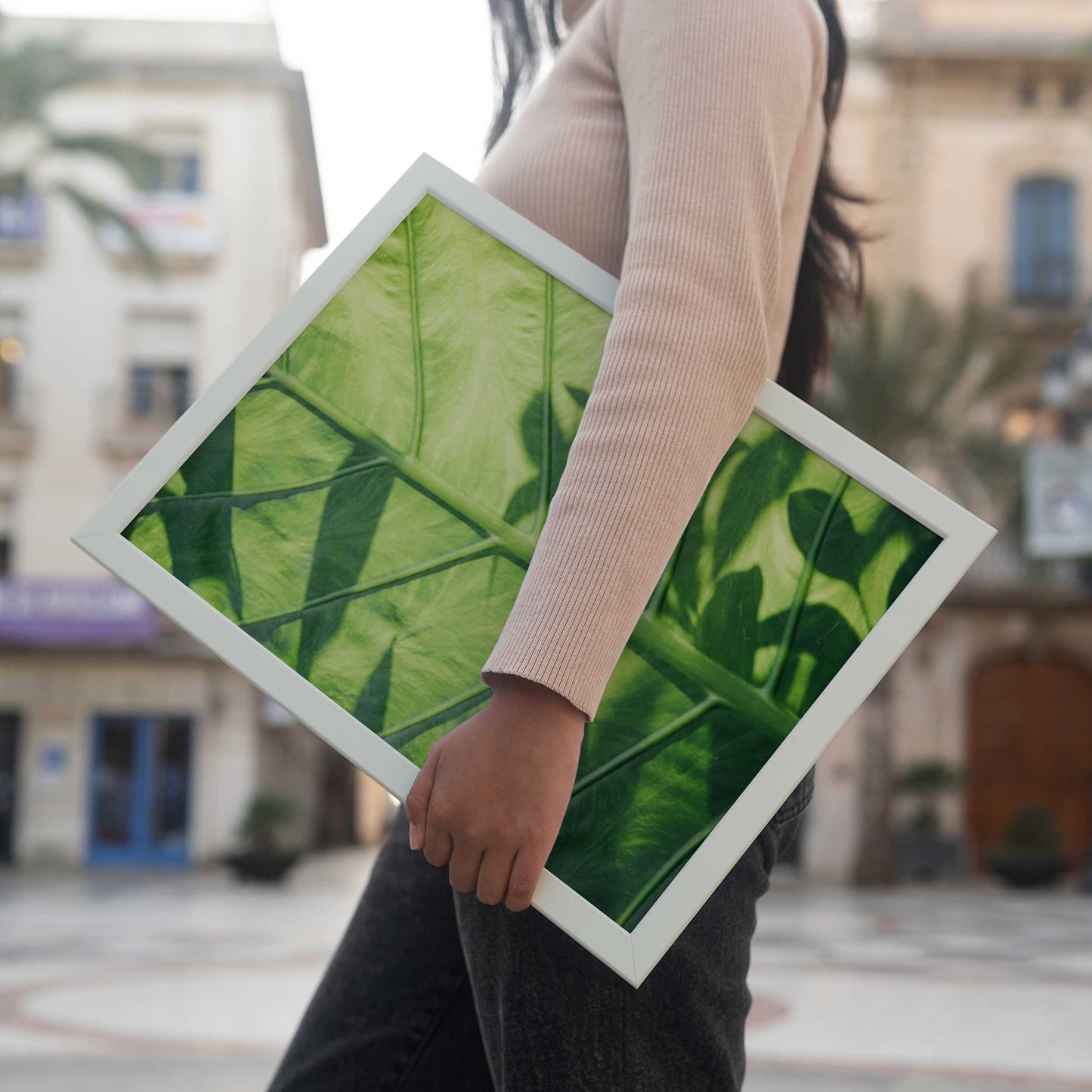 Green Colocasia Esculenta Leaf Photo Poster