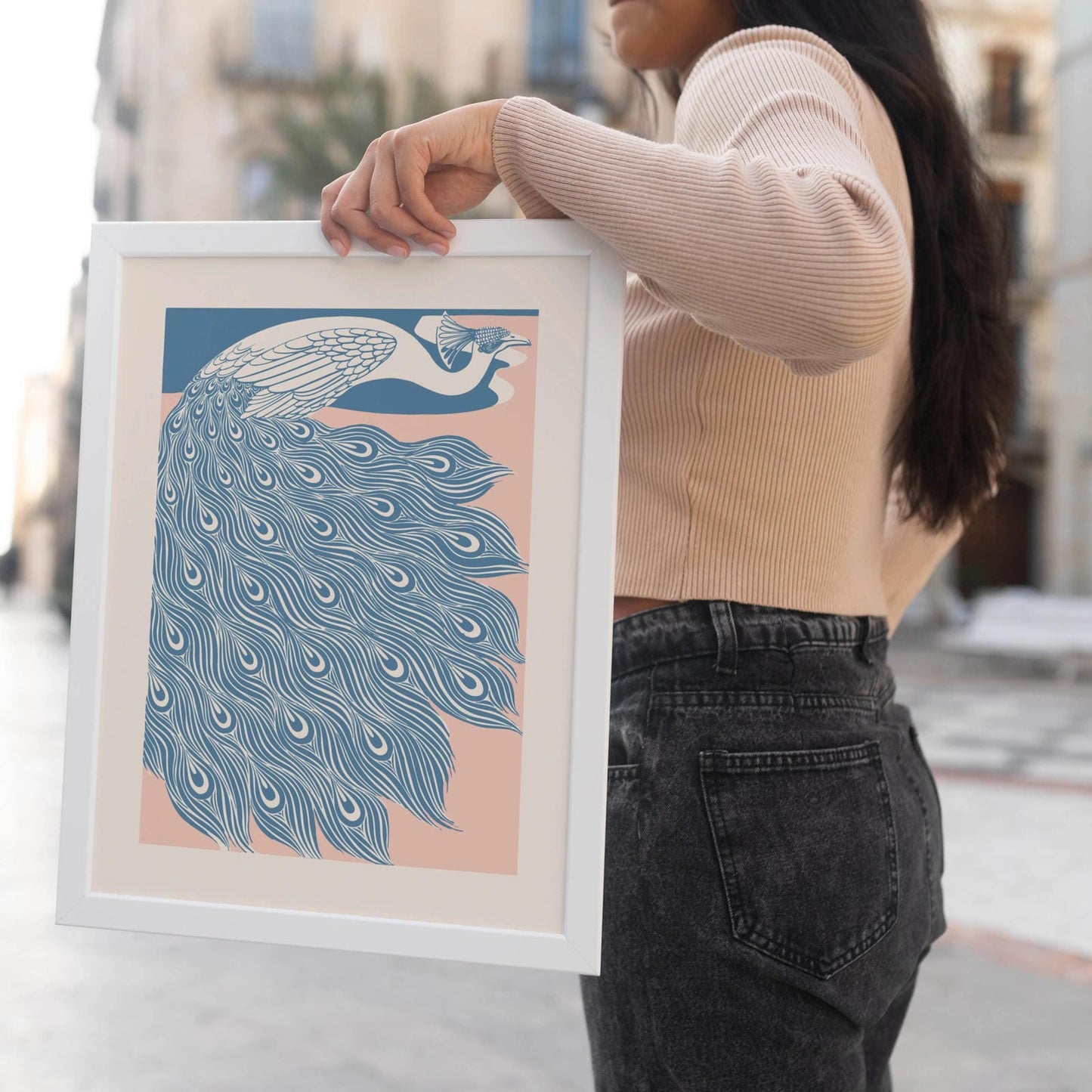 Art Nouveau Peacock Poster - pastel colors - HypeSheriff Europe