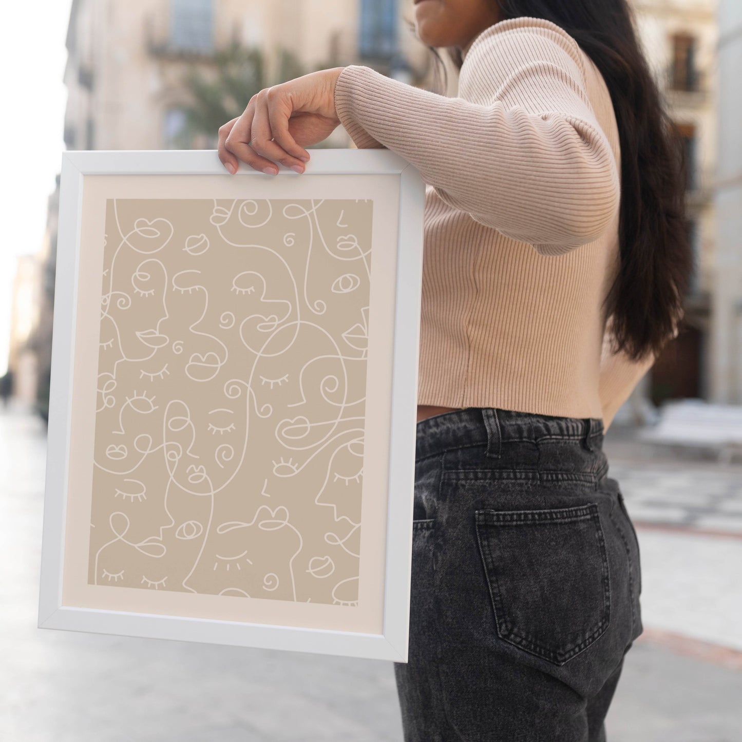 Beige Line Art Poster - HypeSheriff Europe