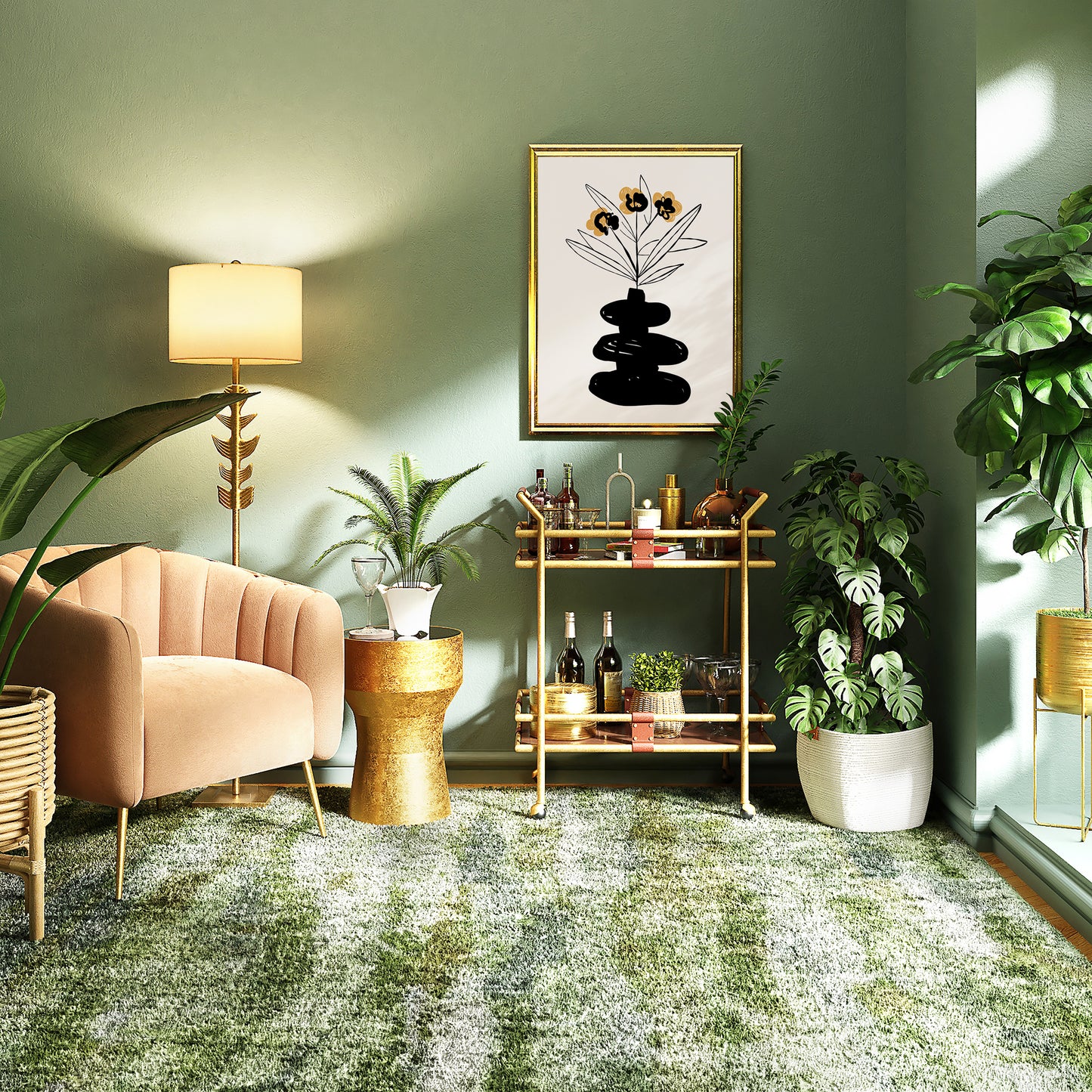 Handdrawn Danish Design Flower Bouquet Poster