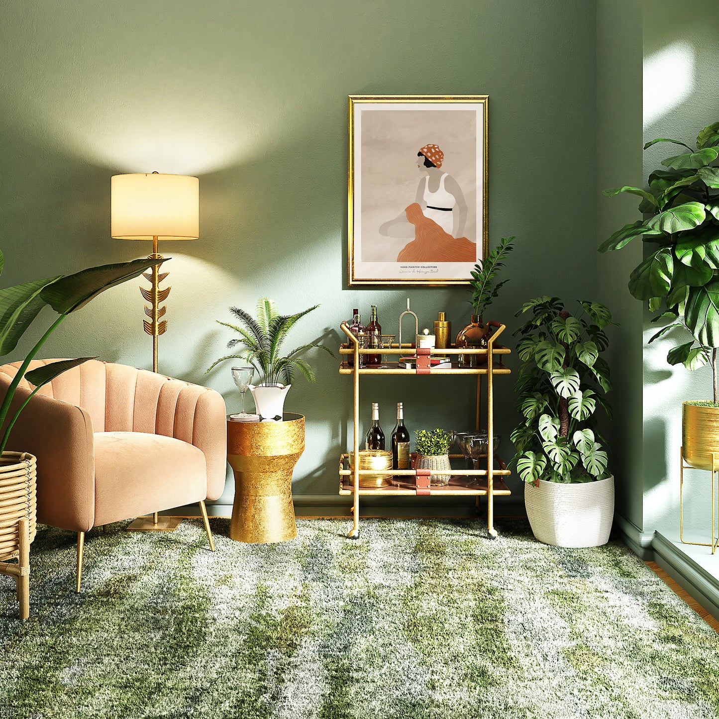 Woman on the Huntington Beach | Hand-Painted Collection Poster