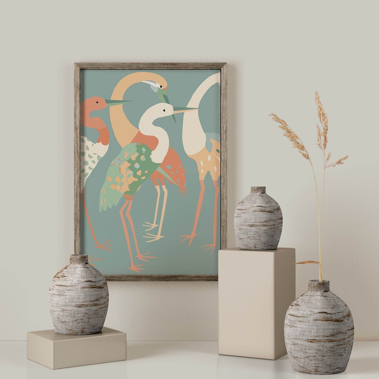 Long Neck Cranes Illustration Print - HypeSheriff Europe