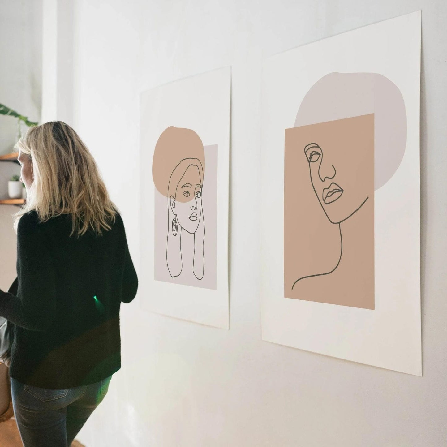 Set of 2 Minimal Line Art Portraits - HypeSheriff Europe