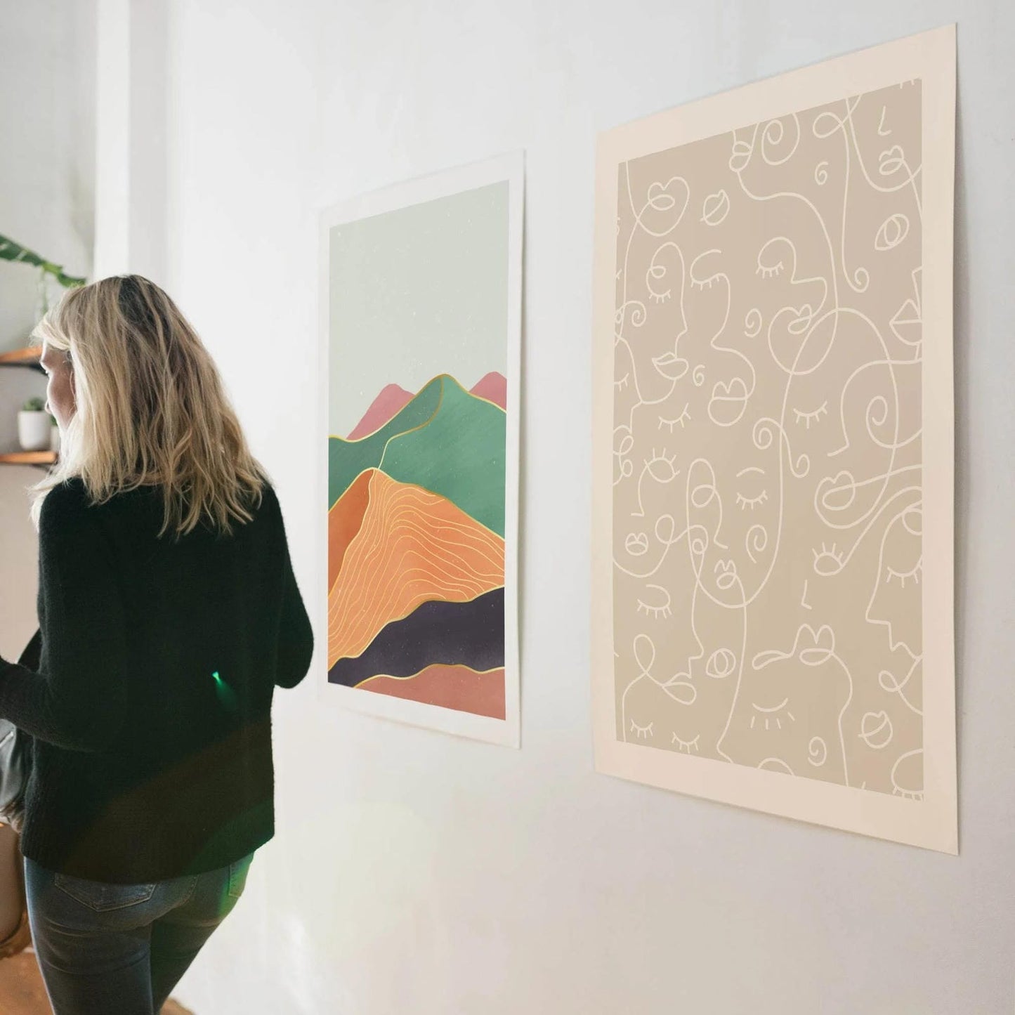 Beige Line Art Poster - HypeSheriff Europe