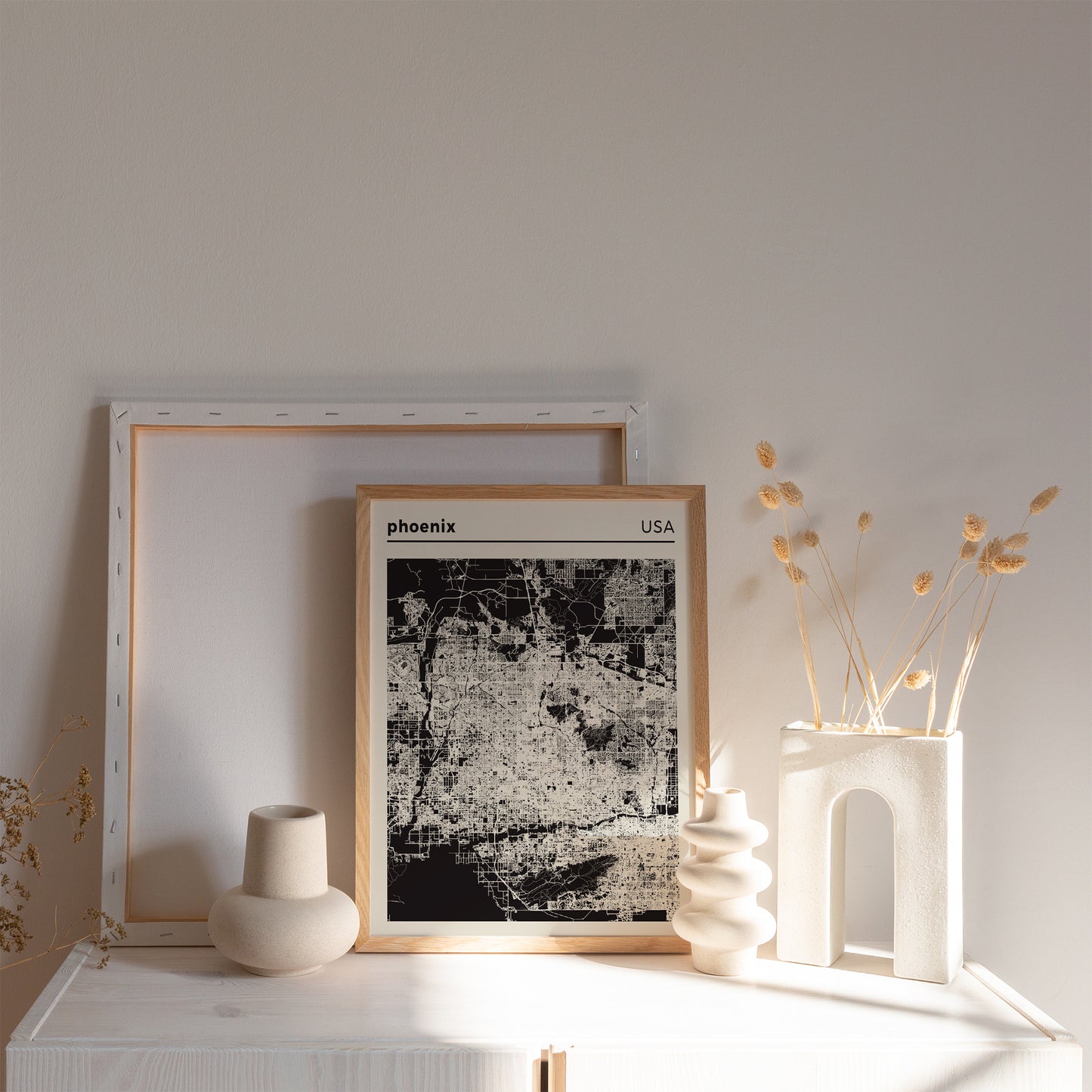 Phoenix USA - Black and White City Map Poster