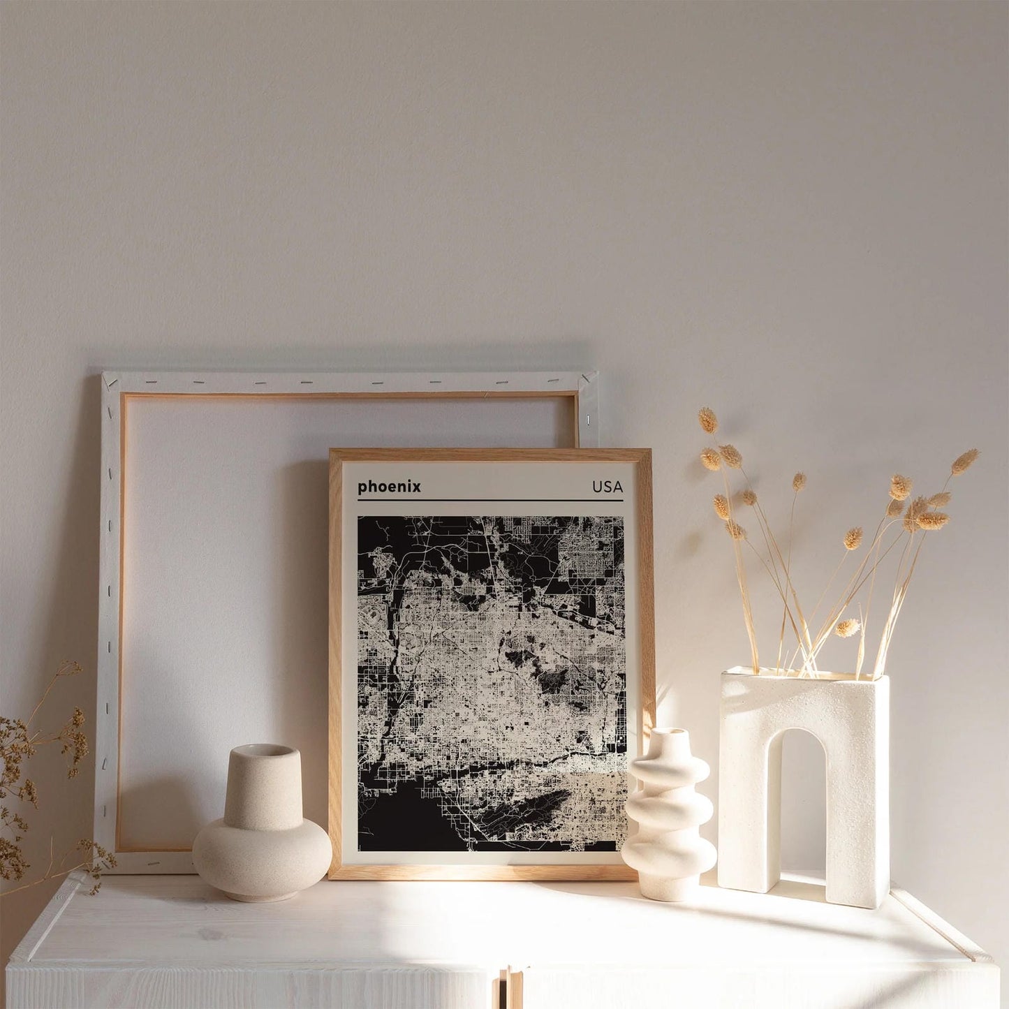 Phoenix USA - Black and White City Map Poster