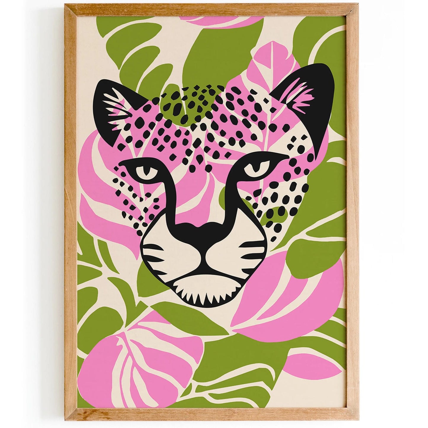 Pink Monstera Jungle Cheetah Poster