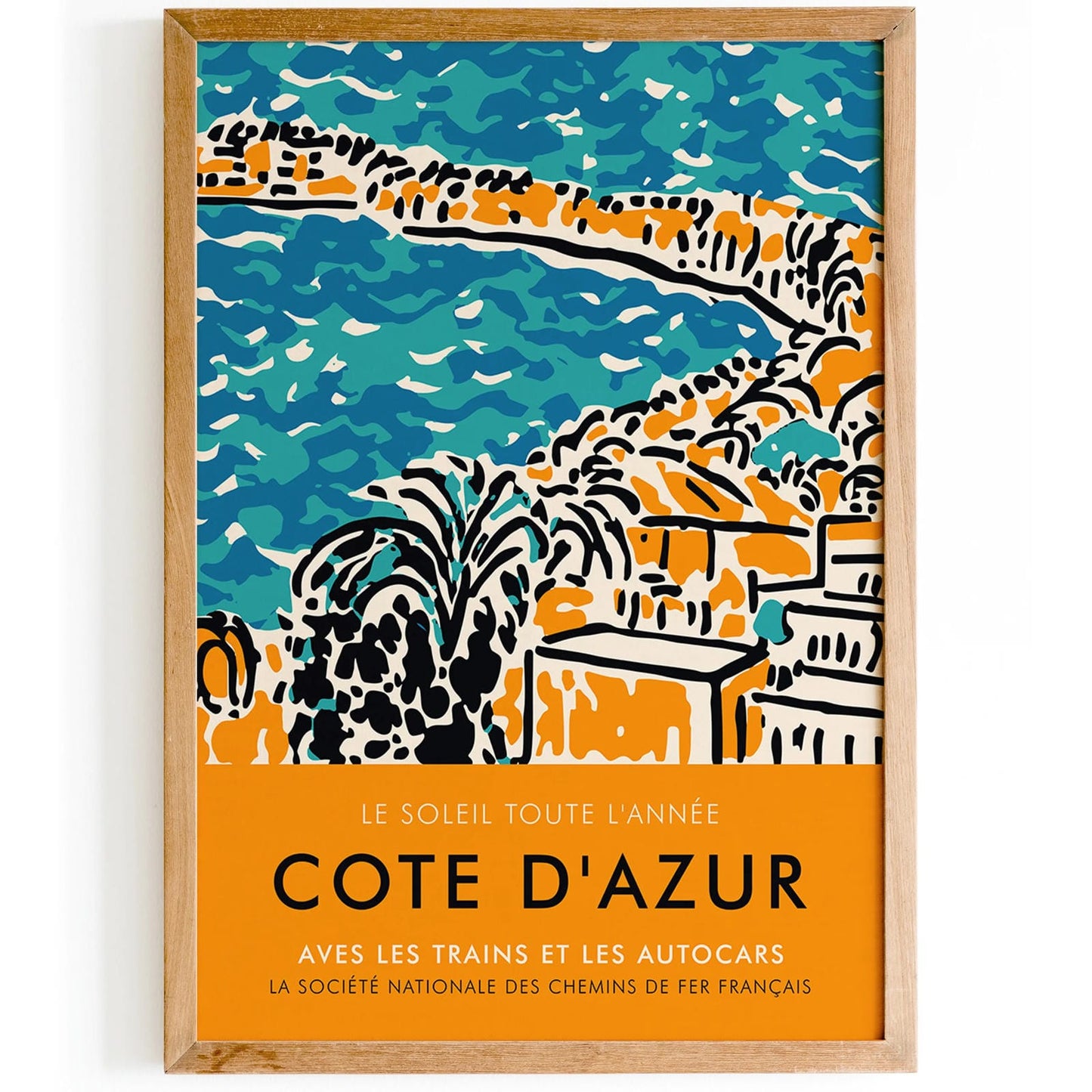 Yellow Cote d Azur French Riviera Poster