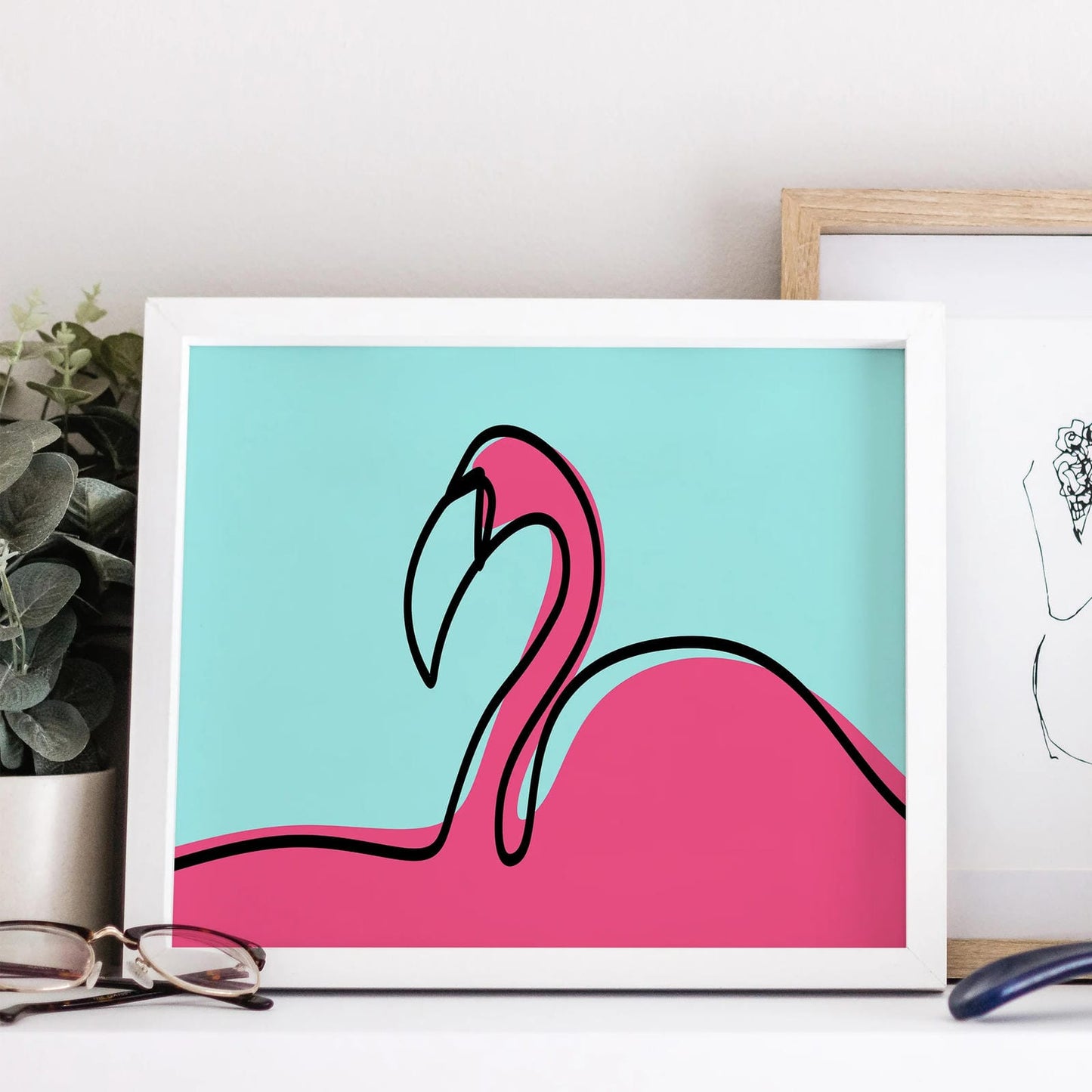 Flamingo Line Art Print
