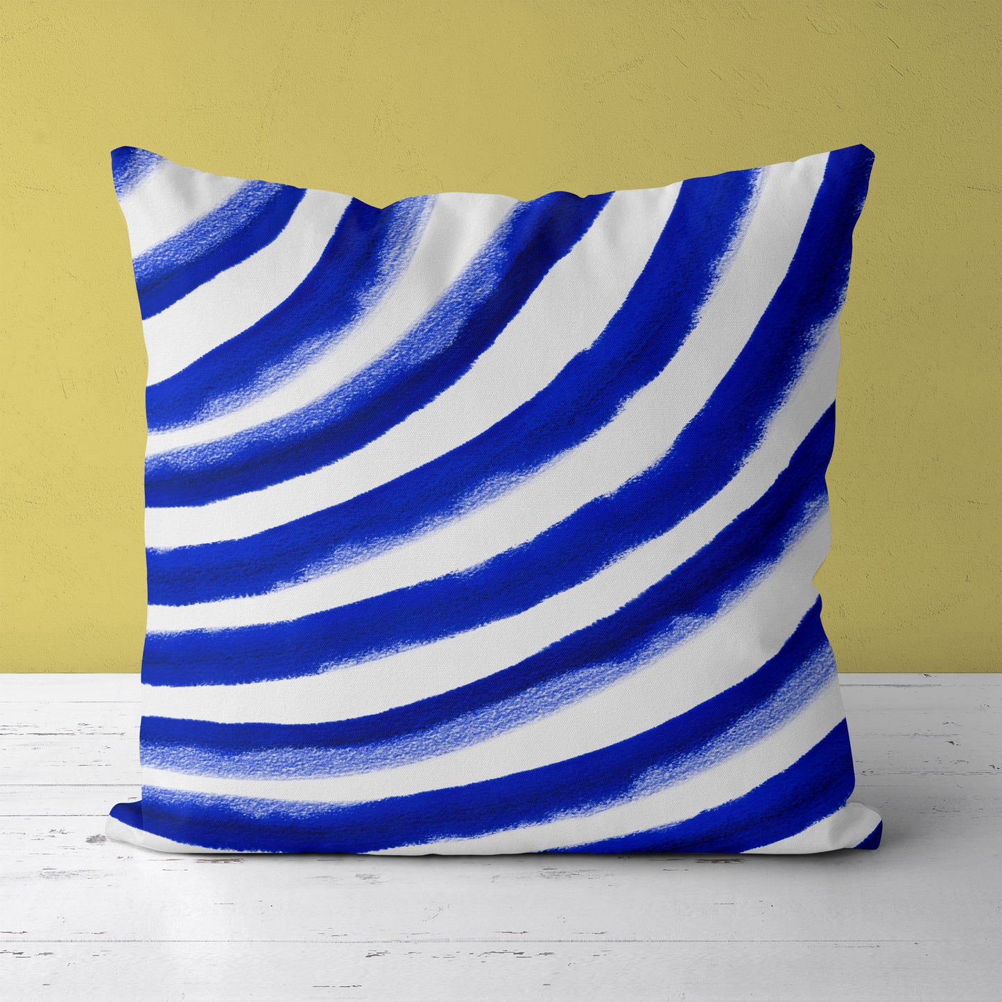 Painted Greek Blue Line Art Throw Pillow
