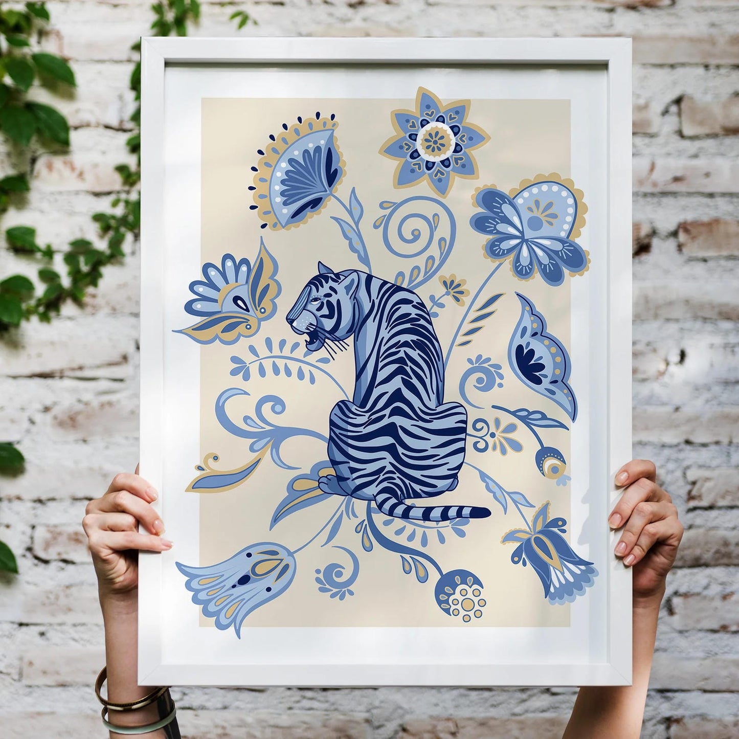 Blue Tiger Boho Poster