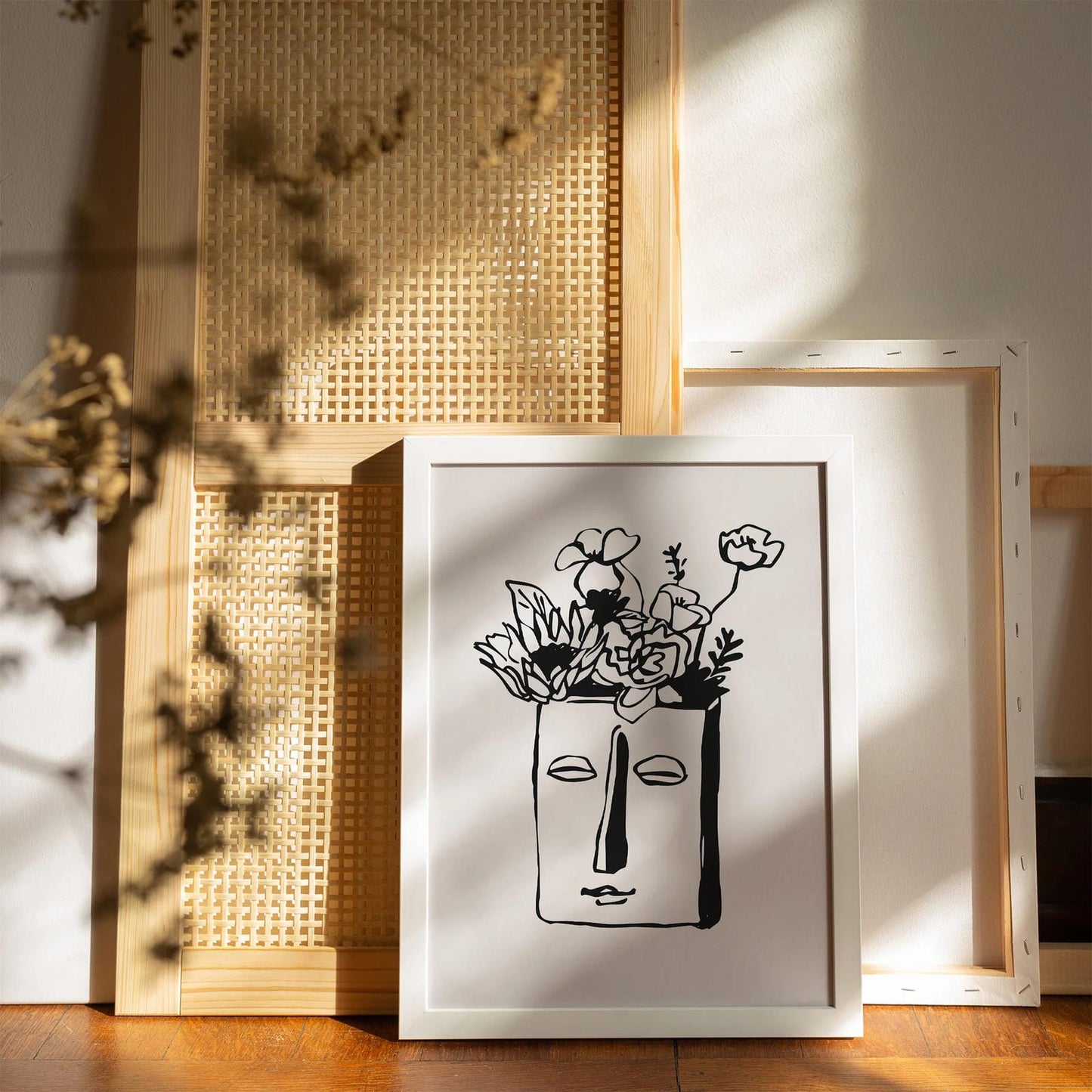 Human Face Flower Pot Poster