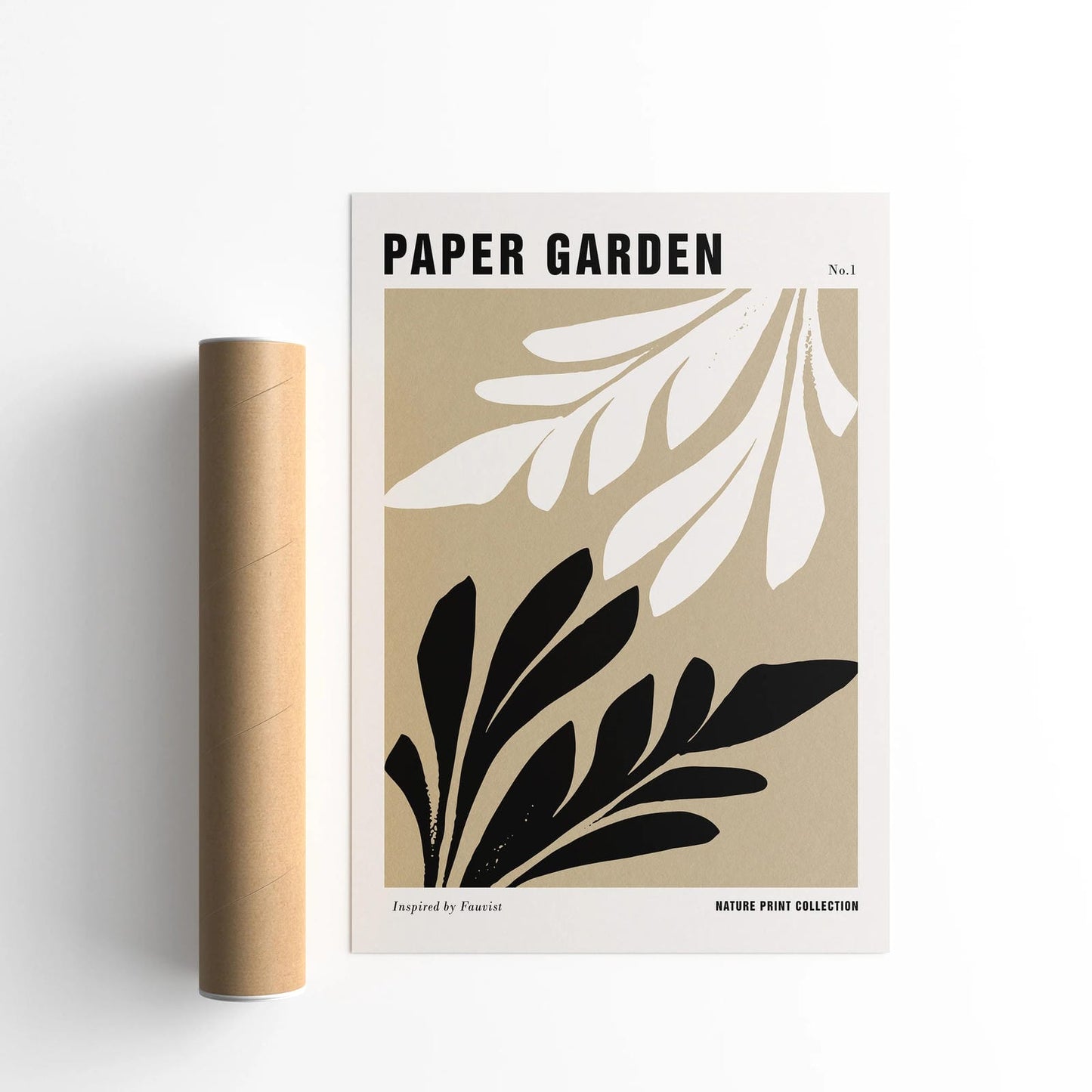 Rustic Beige Paper Leaves Poster