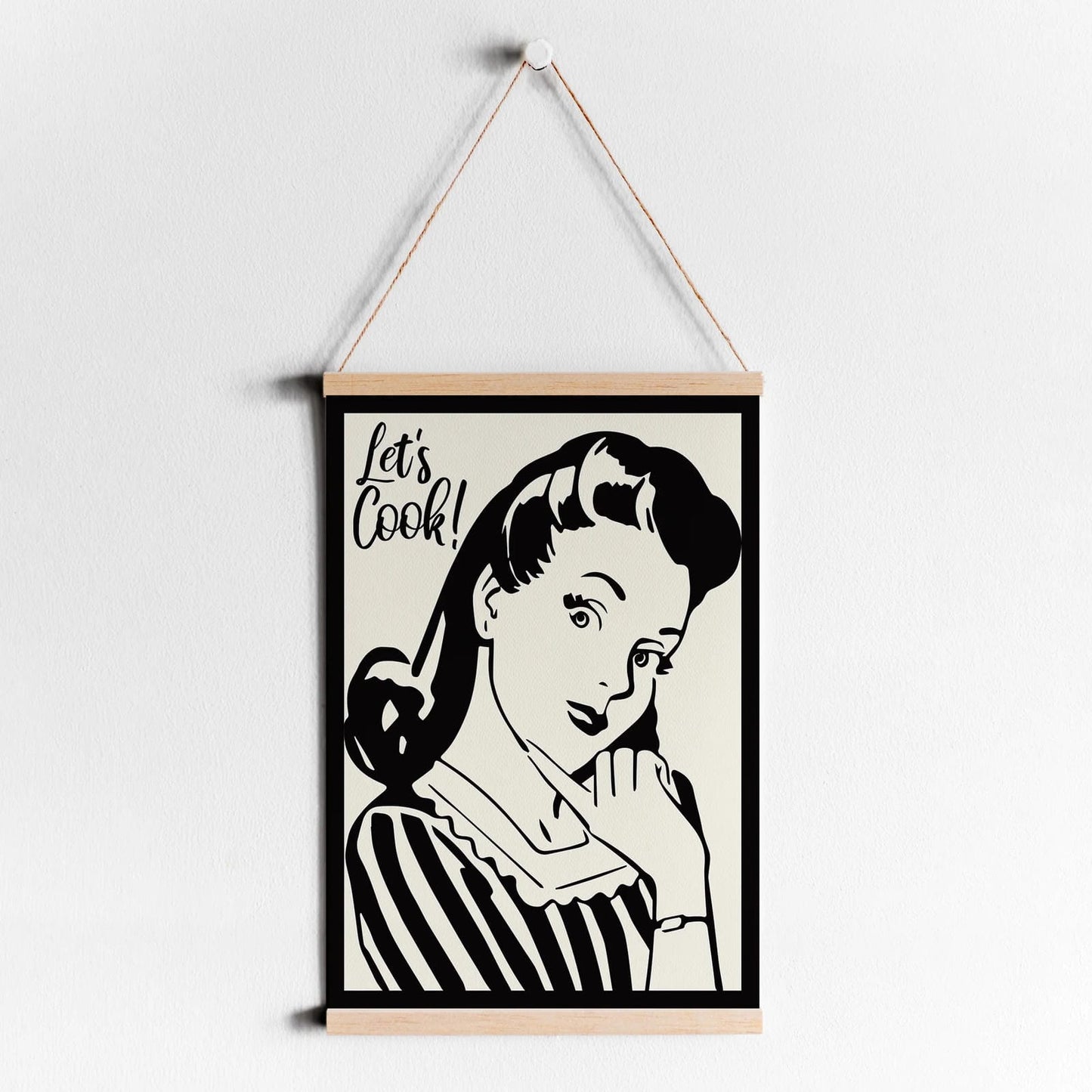 Let's Cook! Kitchen Black&White Poster